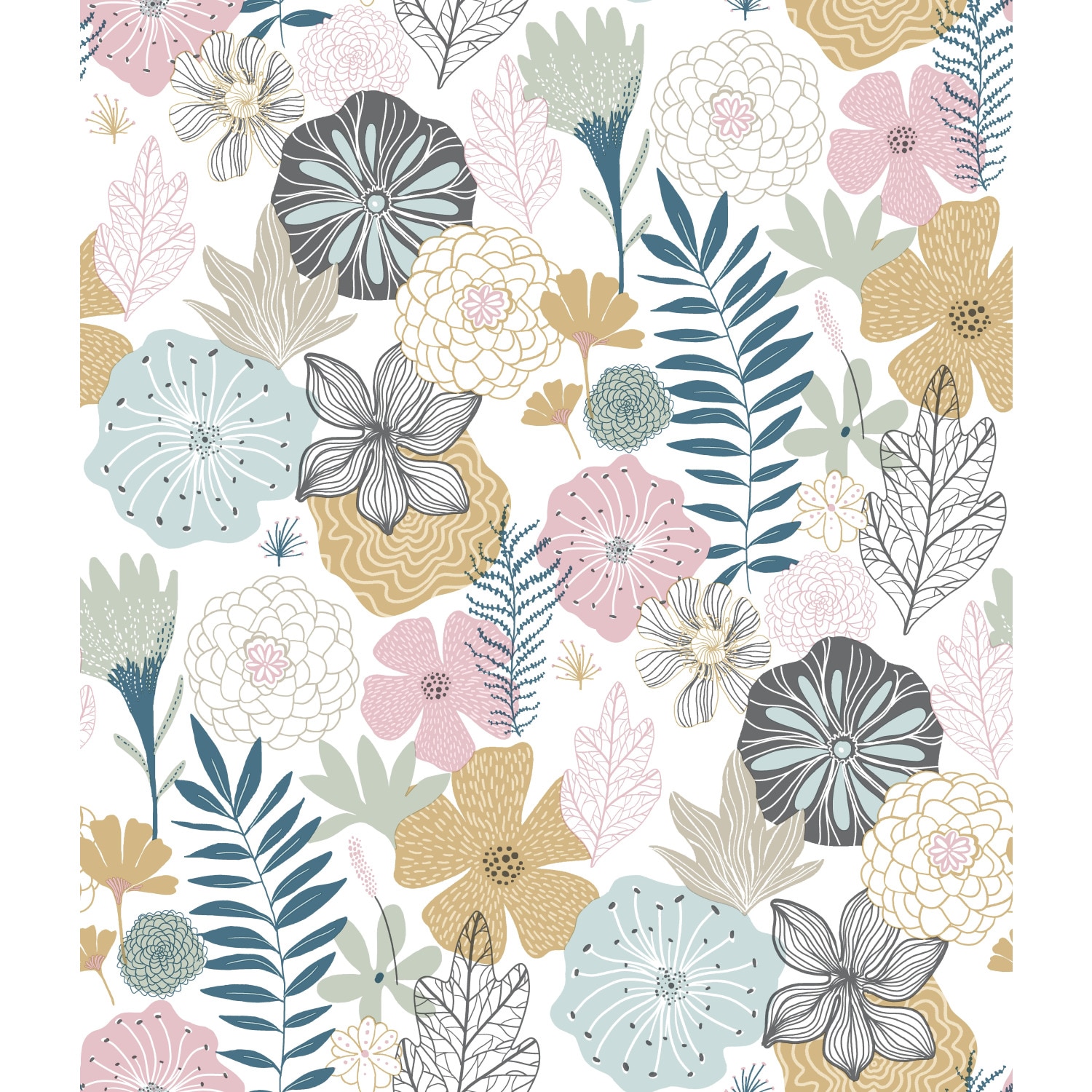 RoomMates RMK11328WP 28.19-sq ft Pink Vinyl Floral Self-adhesive Peel and Stick Wallpaper