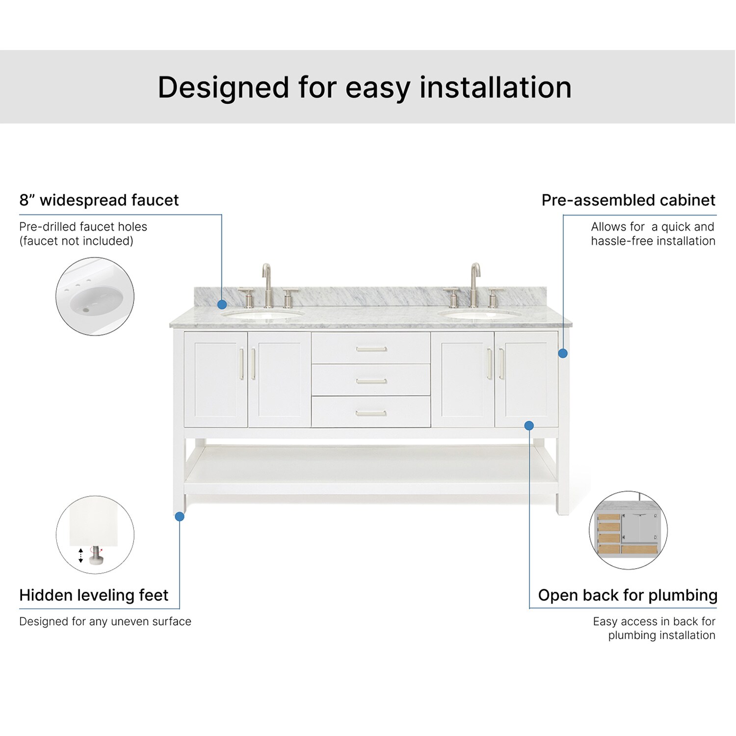 ARIEL S073DCW2OVOWHT Bath-Vanity-Combo - View #7