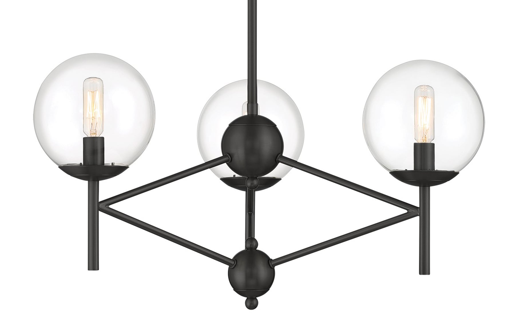 Coal Black 3-Light Clear Glass Pendant Chandelier
