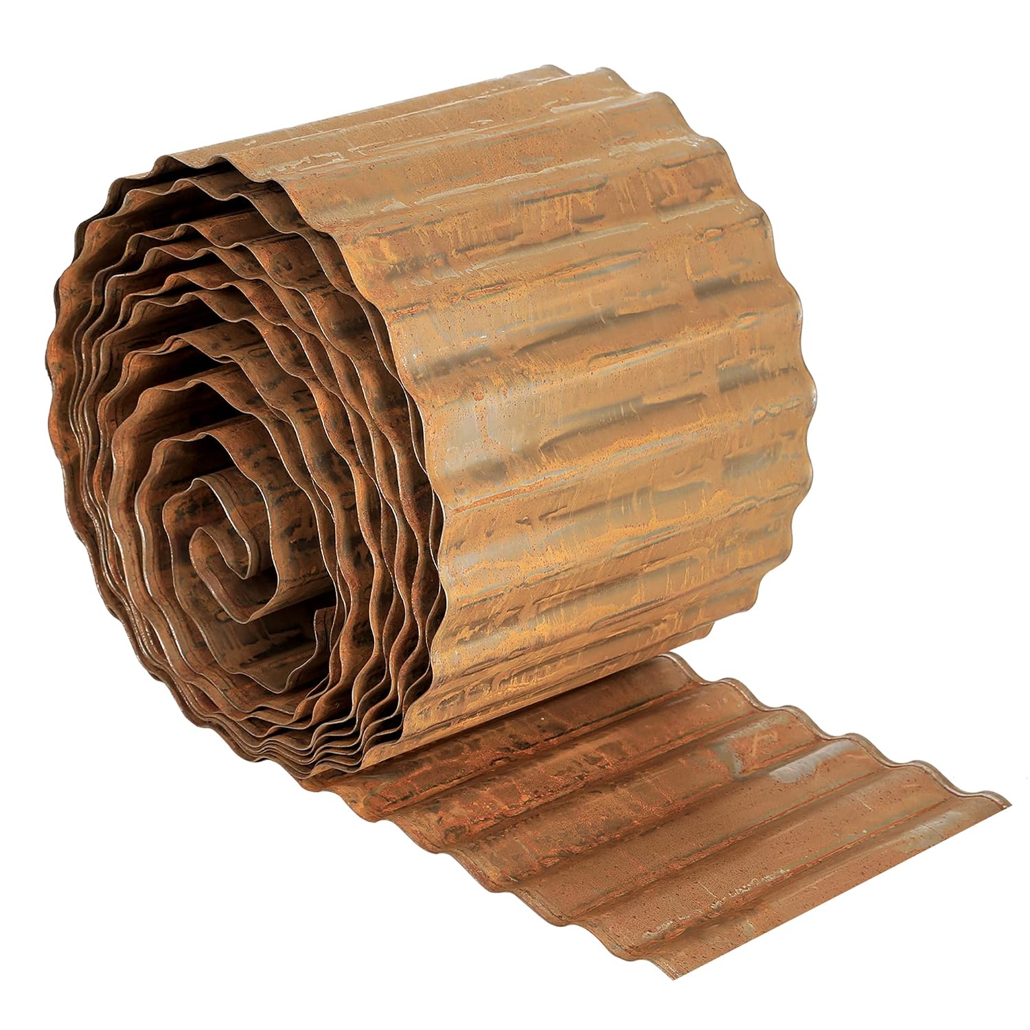 CJGQ 6 In x 20 Ft Pre-Rusted Wide Corrugated Steel Landscape Edging Bendable Metal Lawn Border Strip for Raised Beds and Garden Borders