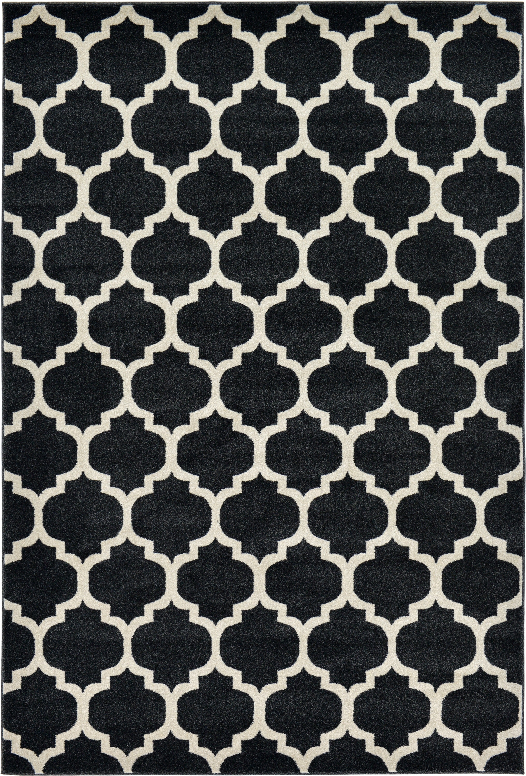 Unique Loom 3120667 Philadelphia Trellis 6 x 9 (ft) Loomed Polypropylene Black/Beige Rectangular Indoor Geometric Industrial Area rug