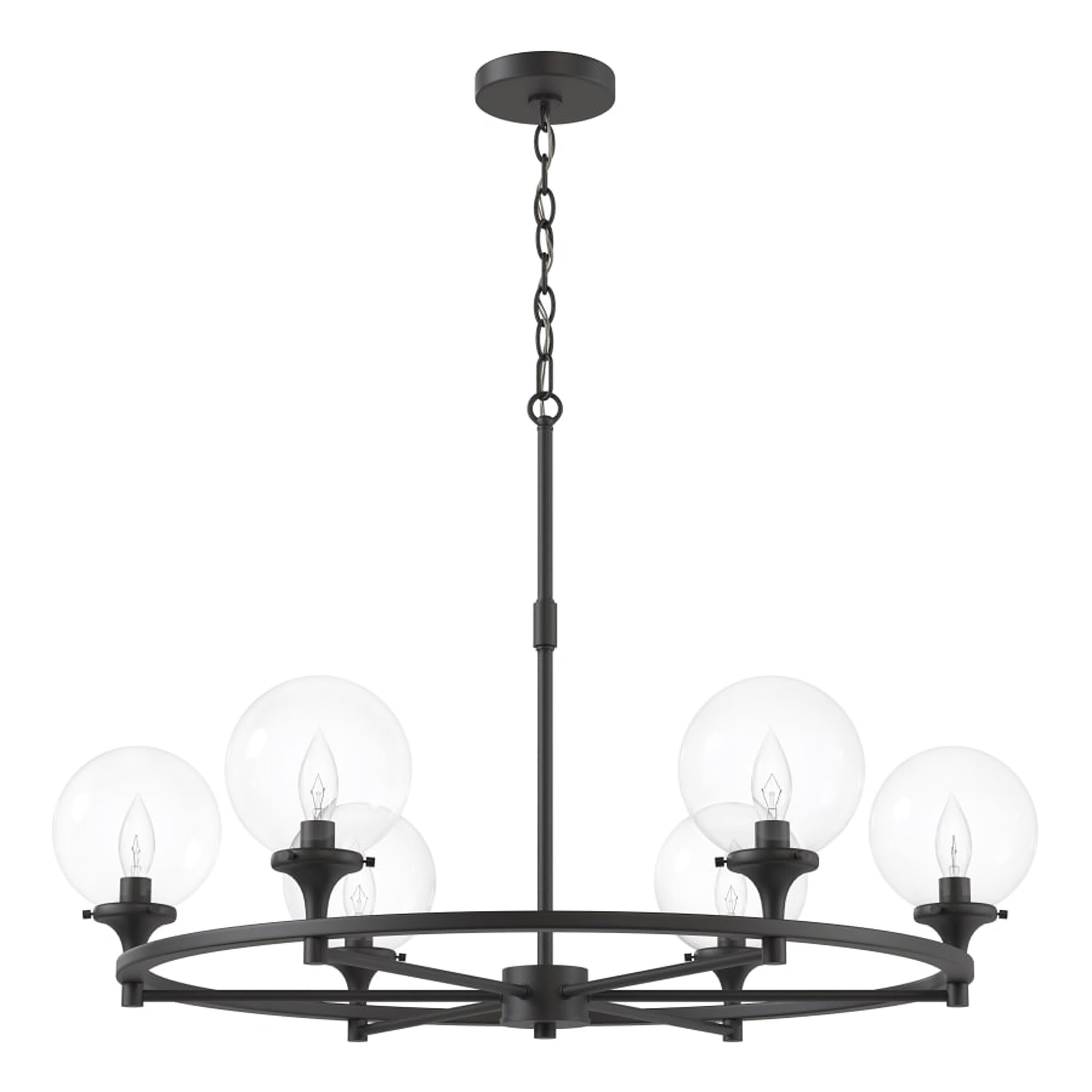 Signature Hardware 482690 Alfaro 6-Light Matte Black Transitional Dry rated Chandelier
