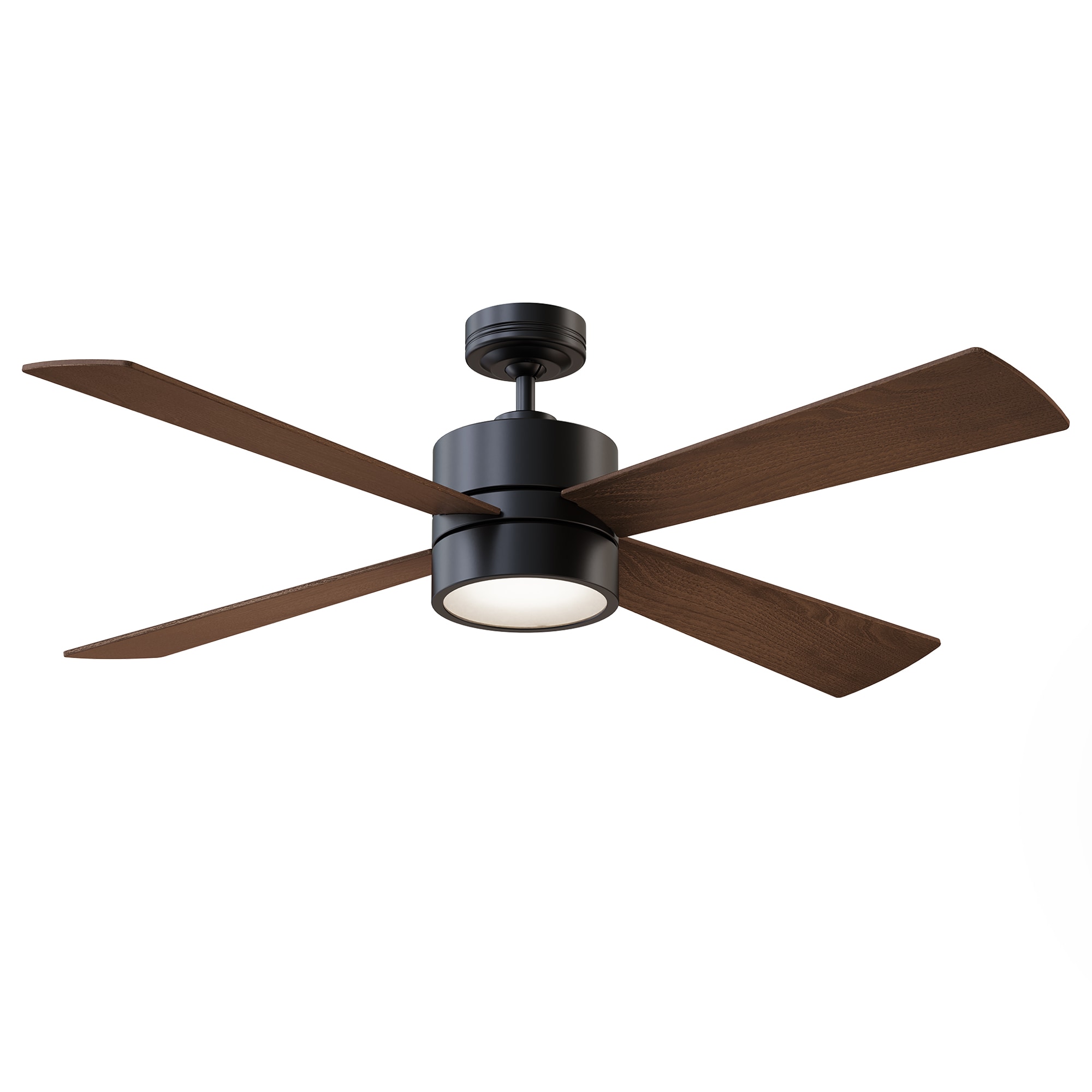 Parrot Uncle CPS1268-A4-BK-RGB 52-in Color-Changing Integrated LED Matte Black with Matte Blades Ceiling Fan With Light - Remote Included ( 4 -Blade )