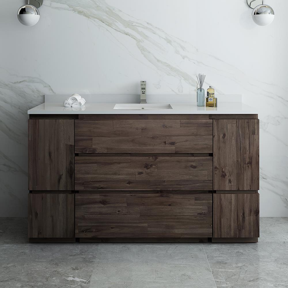 Fresca Formosa 60in Acacia Wood Bathroom Vanity Bathroom Vanity Base without
