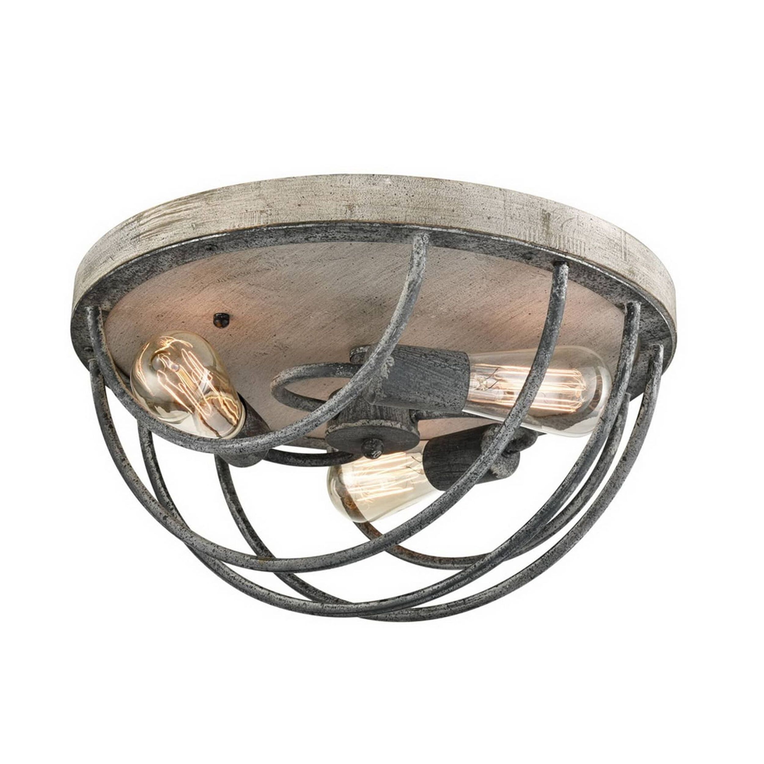 Claxy SH-TM7061-3CU-LM Rustic/Industrial 1 -Light 15.78-in Satin Gray Flush Mount Light