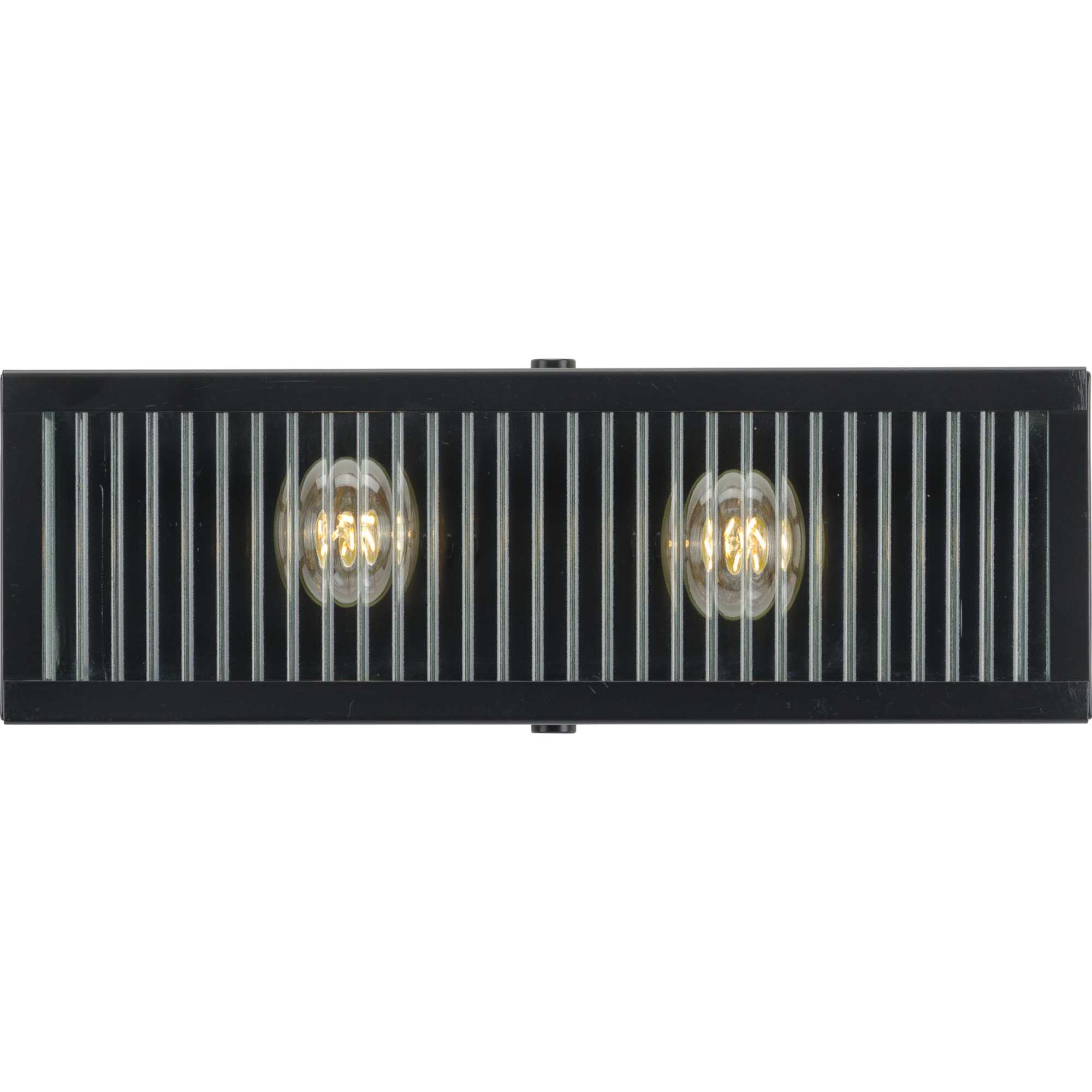 Matte Black Ribbed Glass 2-Light Bathroom Vanity Fixture