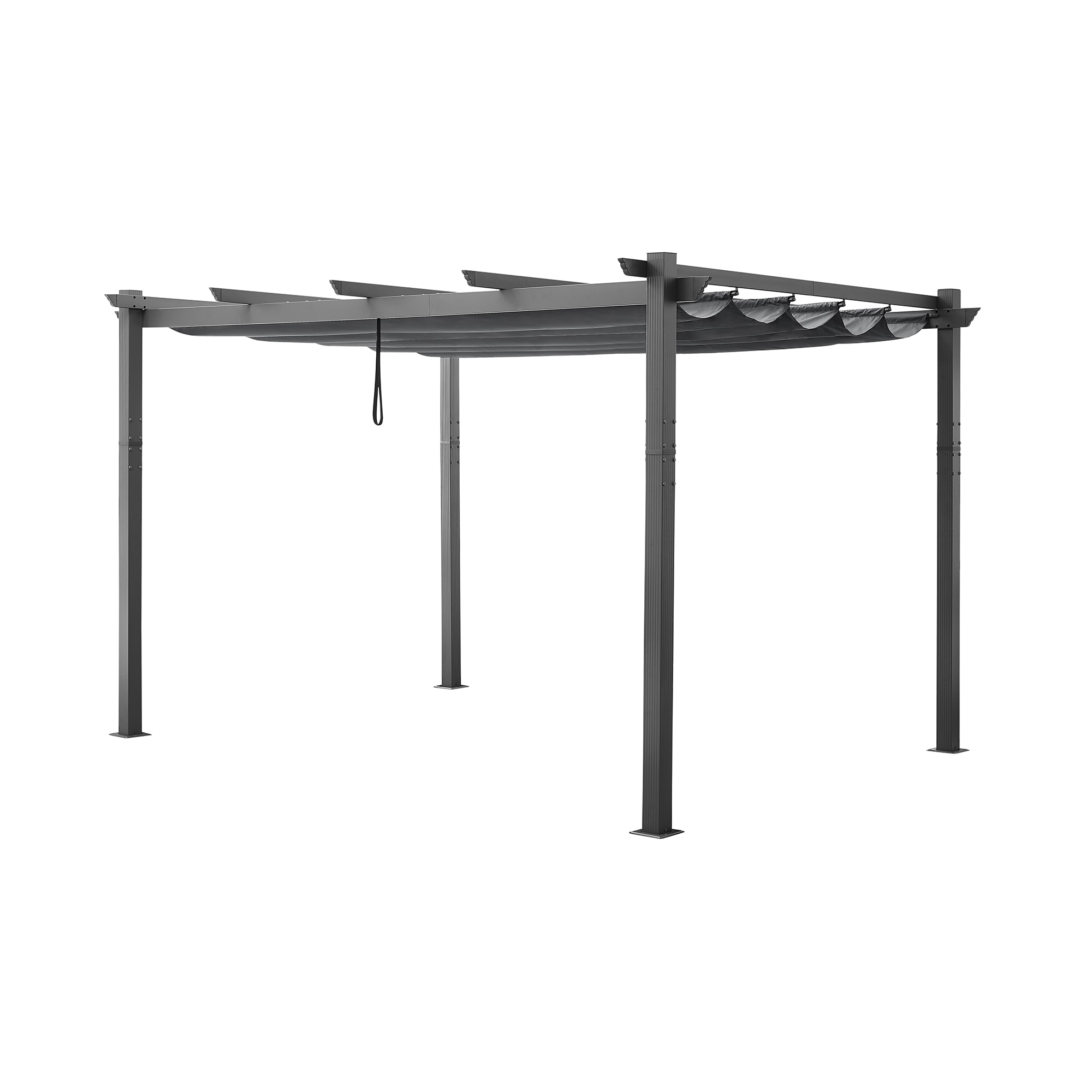 PEAK HOME FURNISHINGS 970342GY Portofino 10-ft W x 13-ft L x 8-ft H Grey Metal Attached Pergola with Canopy