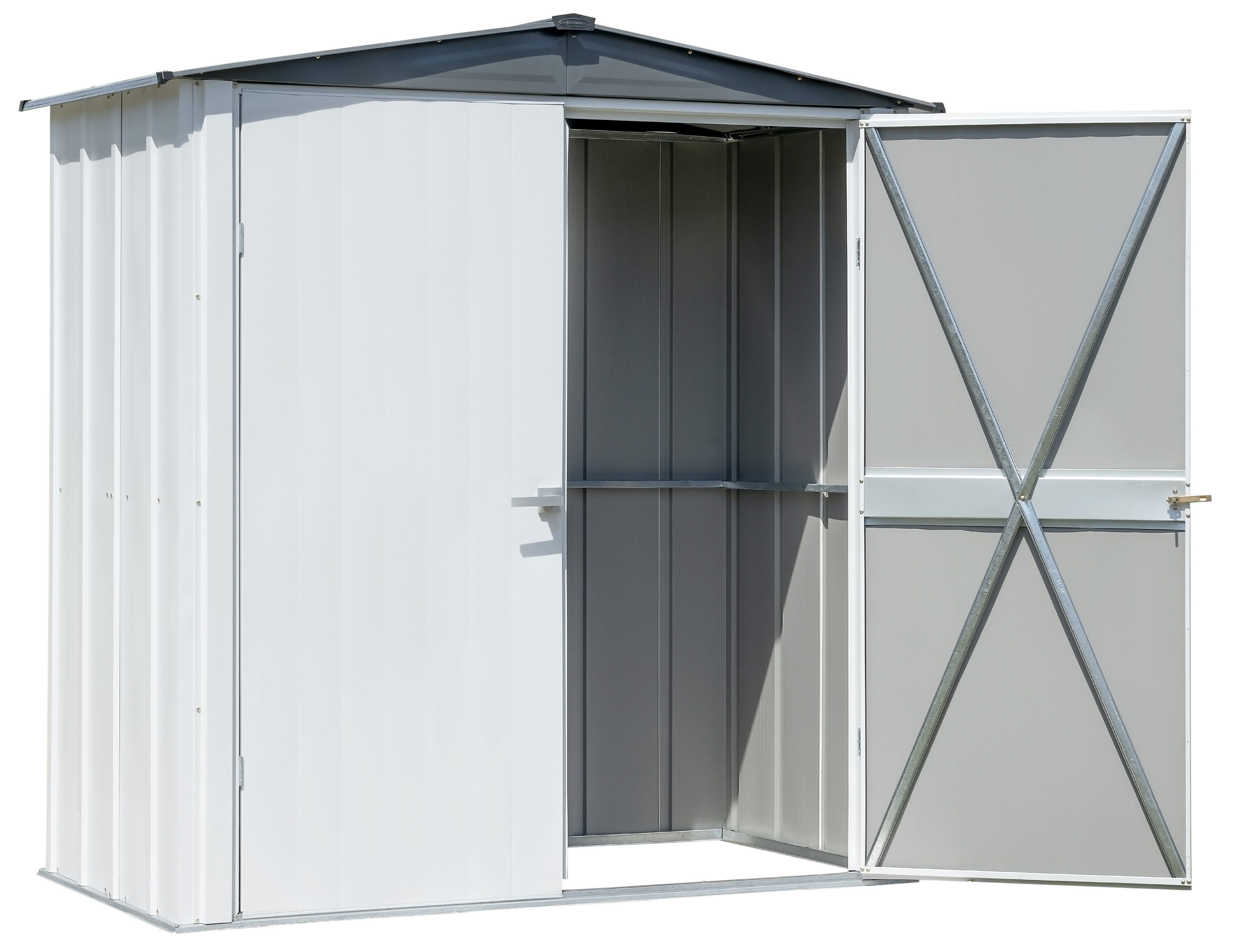 Flute Gray and Anthracite Steel Patio Shed with Swing Doors
