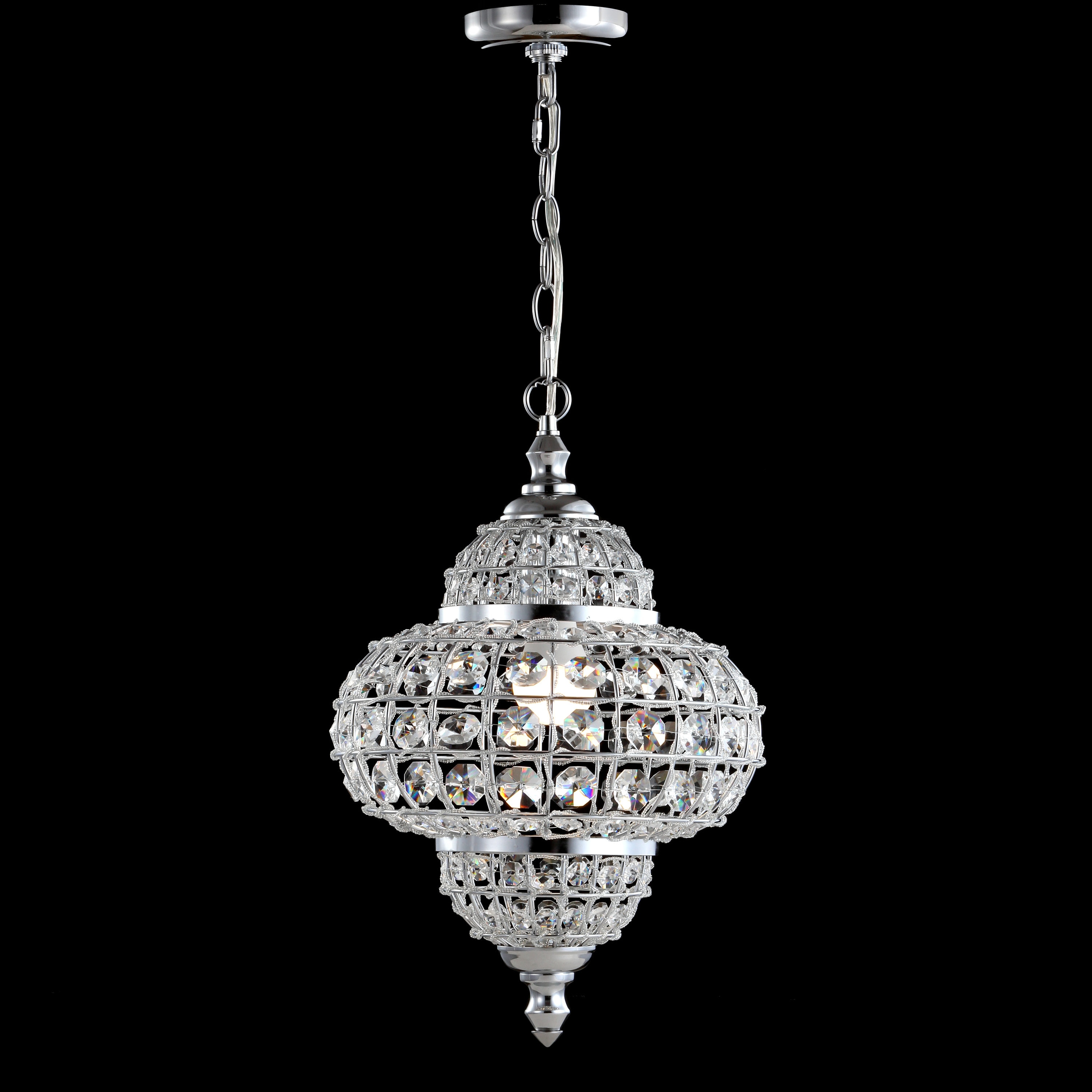 Juliette 19.5" Chrome and Crystal Modern LED Pendant Light