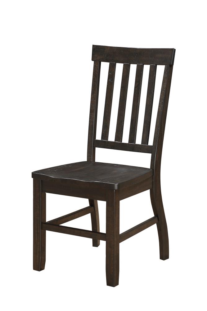 Rustic Walnut High Back Wooden Slat Side Chair