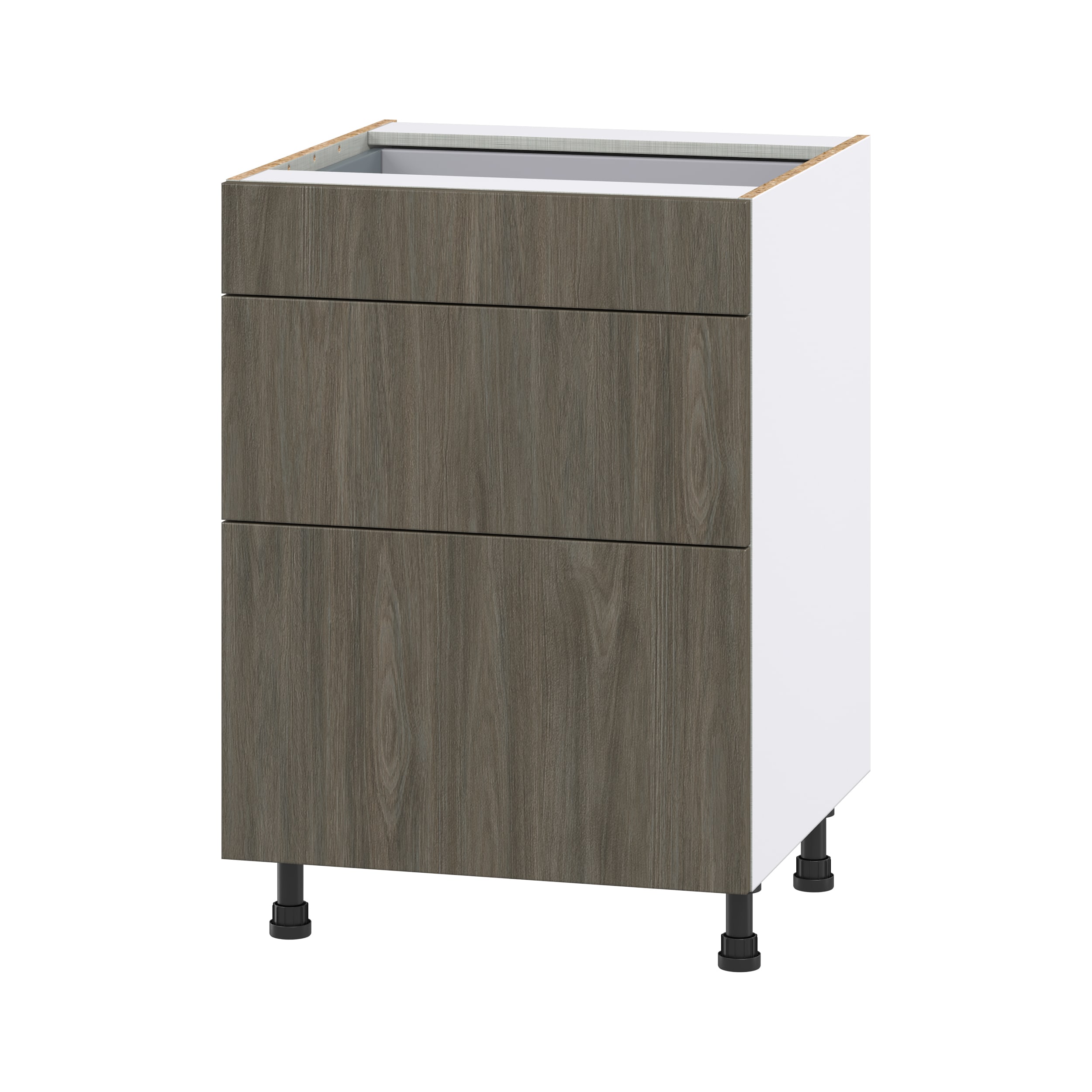 Hugo&Borg Savane 24-in W x 34.5-in H x 24-in D Textmel 3-Drawers Base Fully Assembled Cabinet (Flat Panel Slab Style)