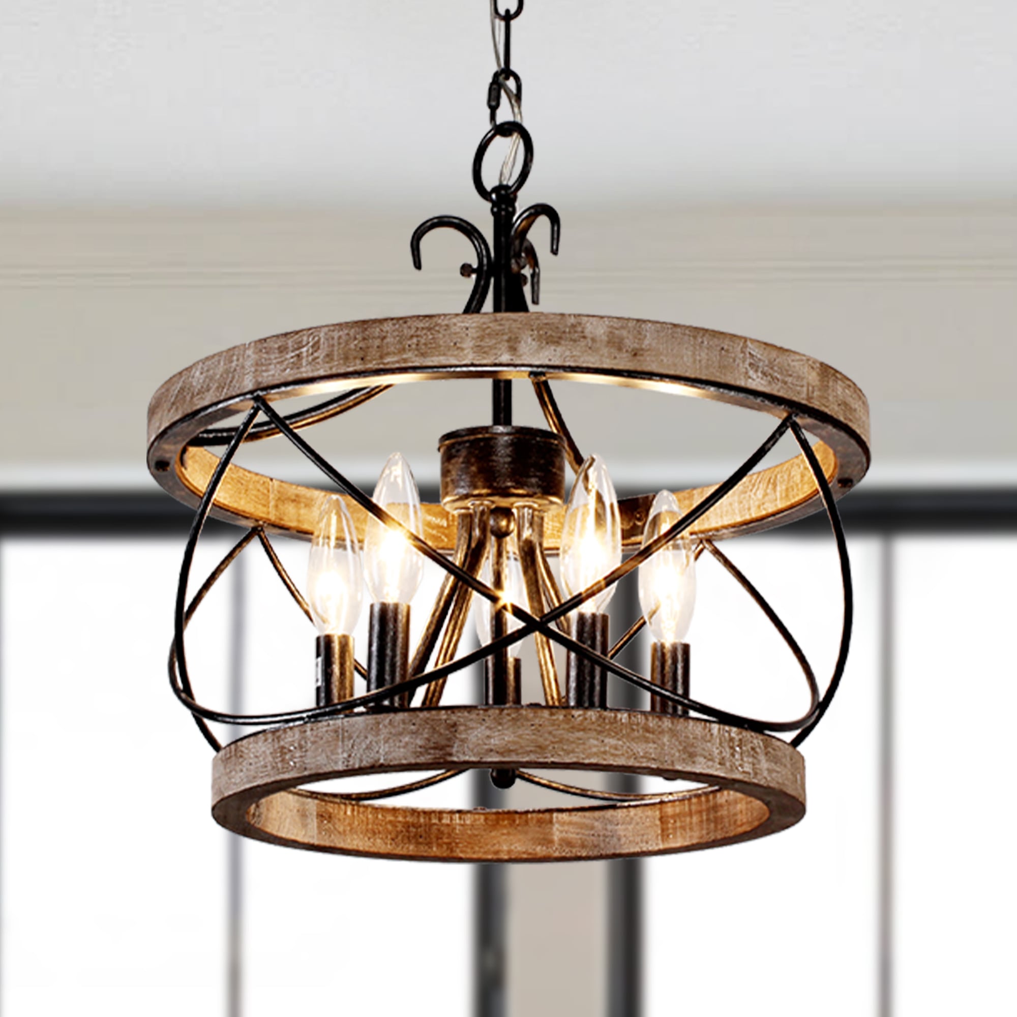 Oaks Decor FC4065-5H Meteor 5 -Light Distressed Multiple colors Farmhouse For Use in Bedrooms, Dining Rooms, Foyers, Kitchens, Living Rooms Chandelier