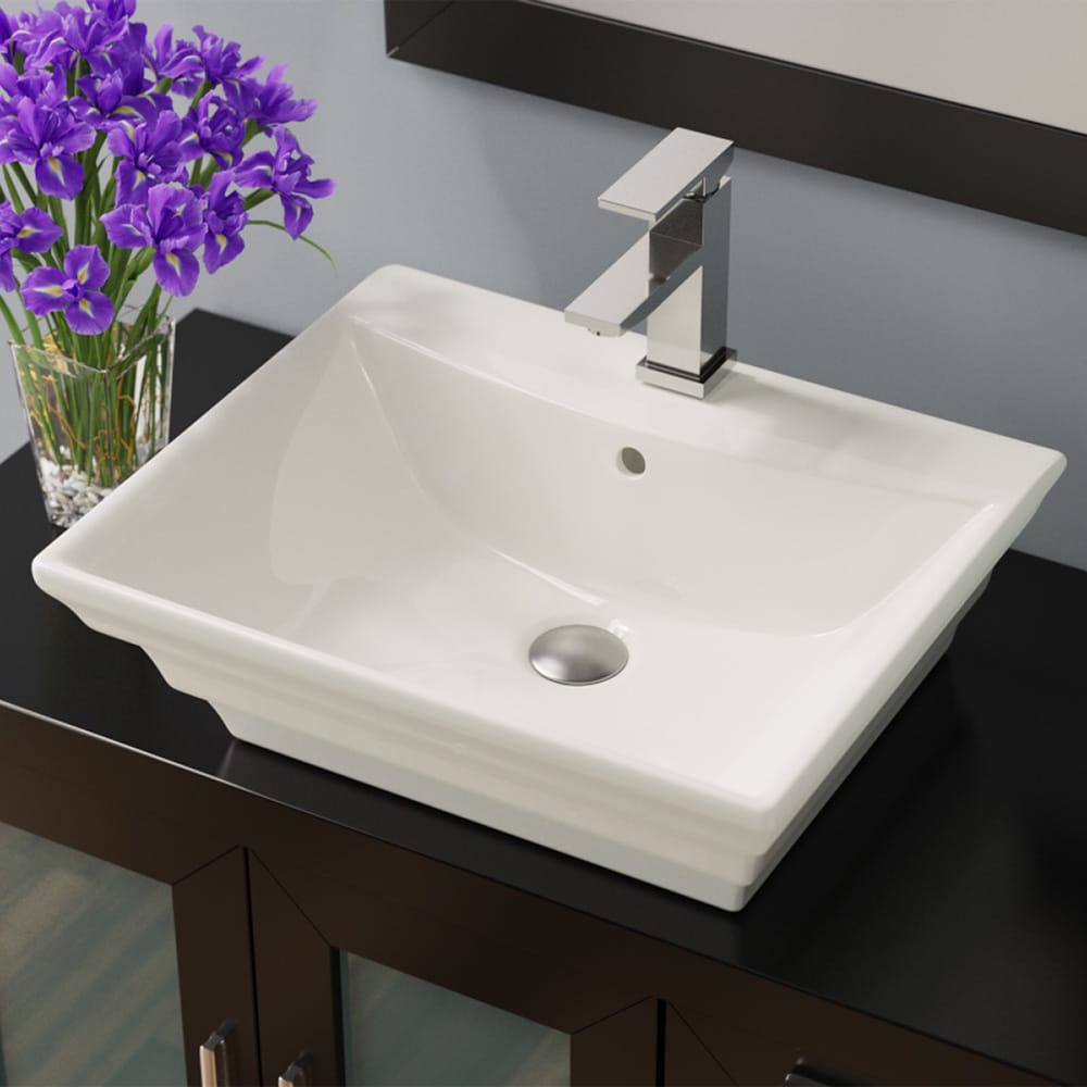 MR Direct V160-B Porcelain Vessel Rectangular Traditional Bisque Bathroom Sink ( 19.88-Inches x 17.13-Inches )