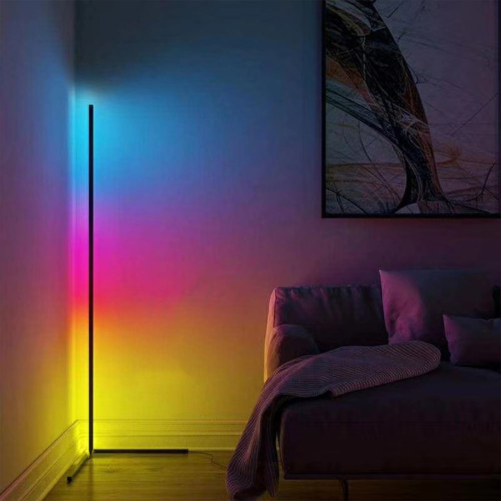 Won grip Niet essentieel Oukaning 47-in Modern LED Black Stick Vertical Corner Floor Lamp Colorful  Light in the Floor Lamps department at Lowes.com