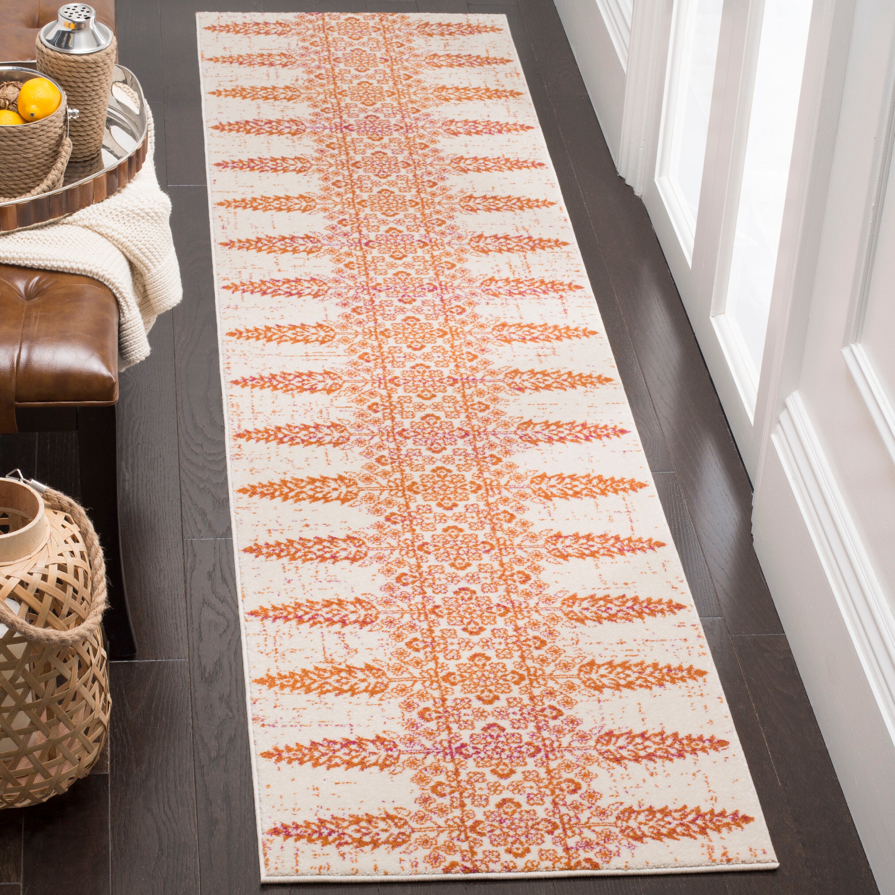 Safavieh EVK521R-28 Evoke Celina 2 x 8 (ft) Loomed Synthetic Ivory/Gold Rectangular Indoor Distressed/Overdyed Bohemian/Eclectic Runner rug
