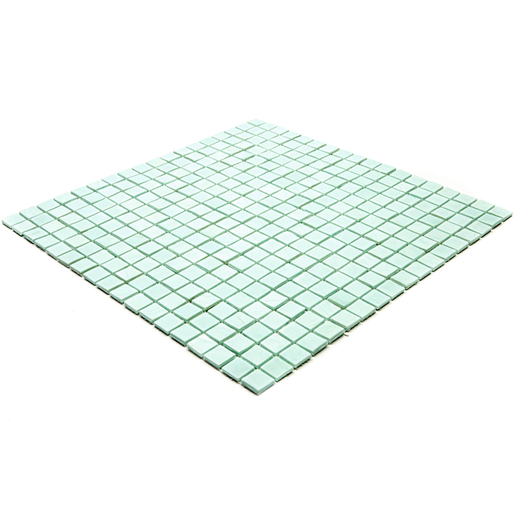 Skosh 11.6" Light Blue-Green Glossy Glass Mosaic Tile