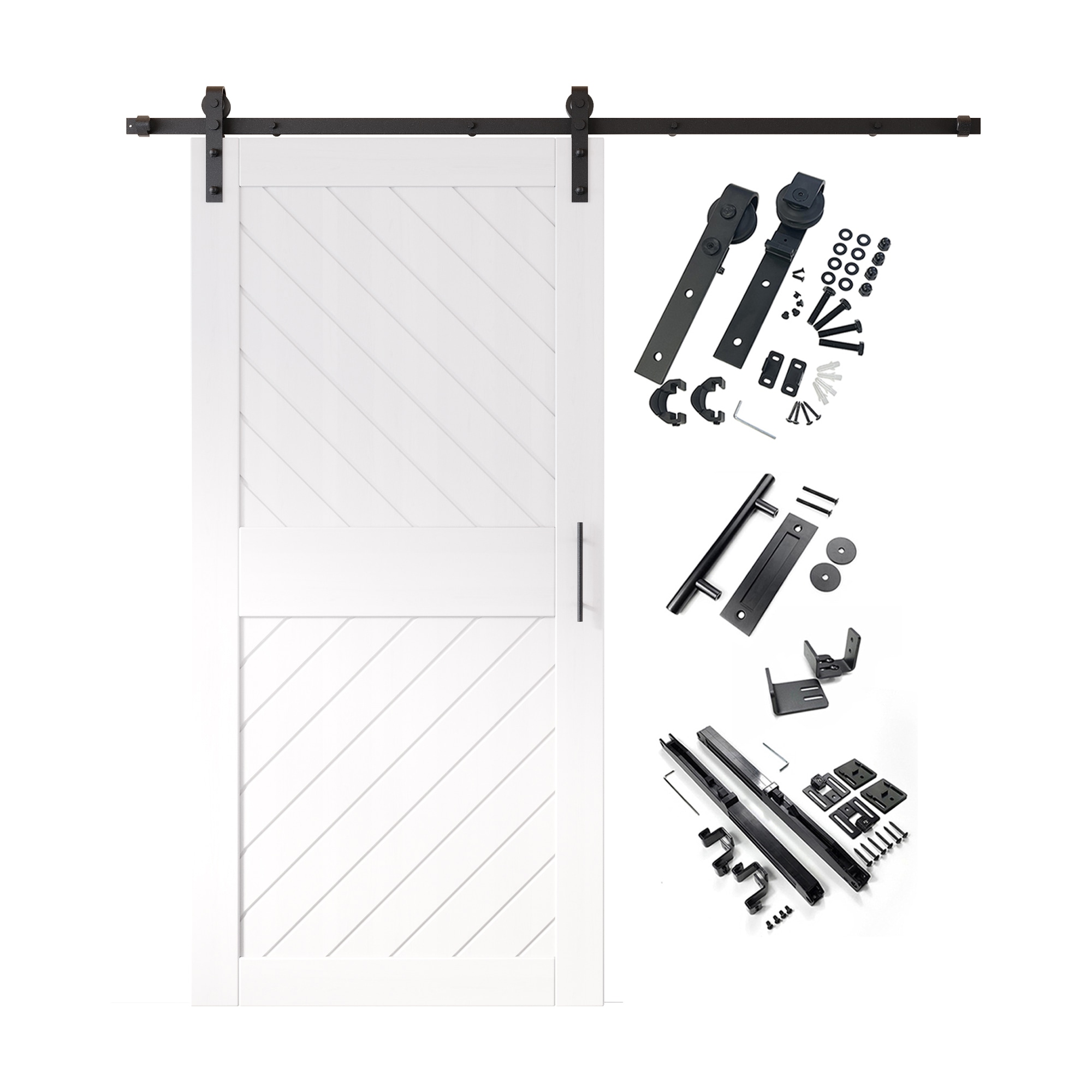 HOMACER YT1H084C-XT4-4084-WH 40-in x 84-in White Prefinished Non-standard Pine Wood Solid core Single Barn Door (Hardware Included)