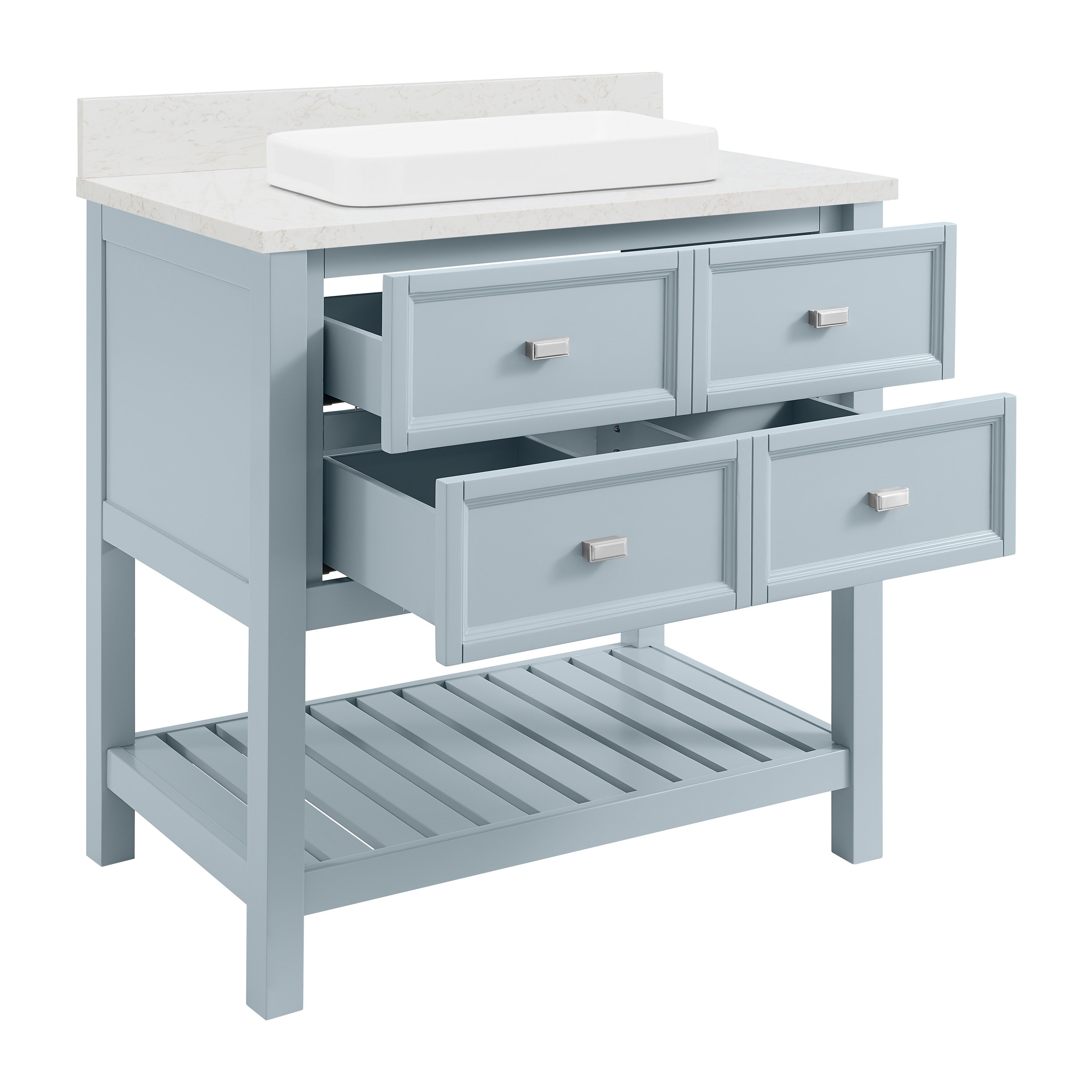 allen + roth Canterbury 36-in Light Blue Semi-recessed Single Sink ...