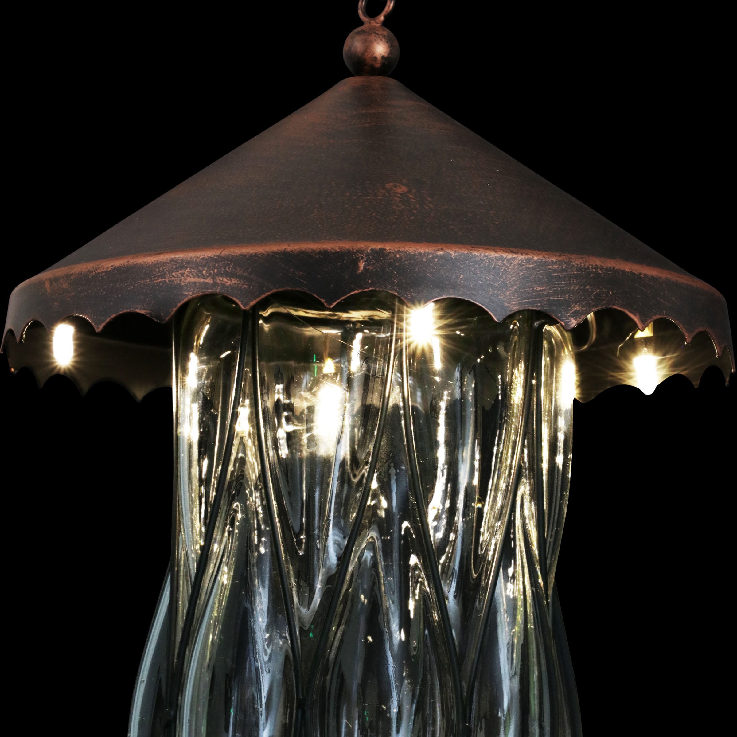 Solar Bronze Hanging Bird Feeder with Diamond Glass Pattern