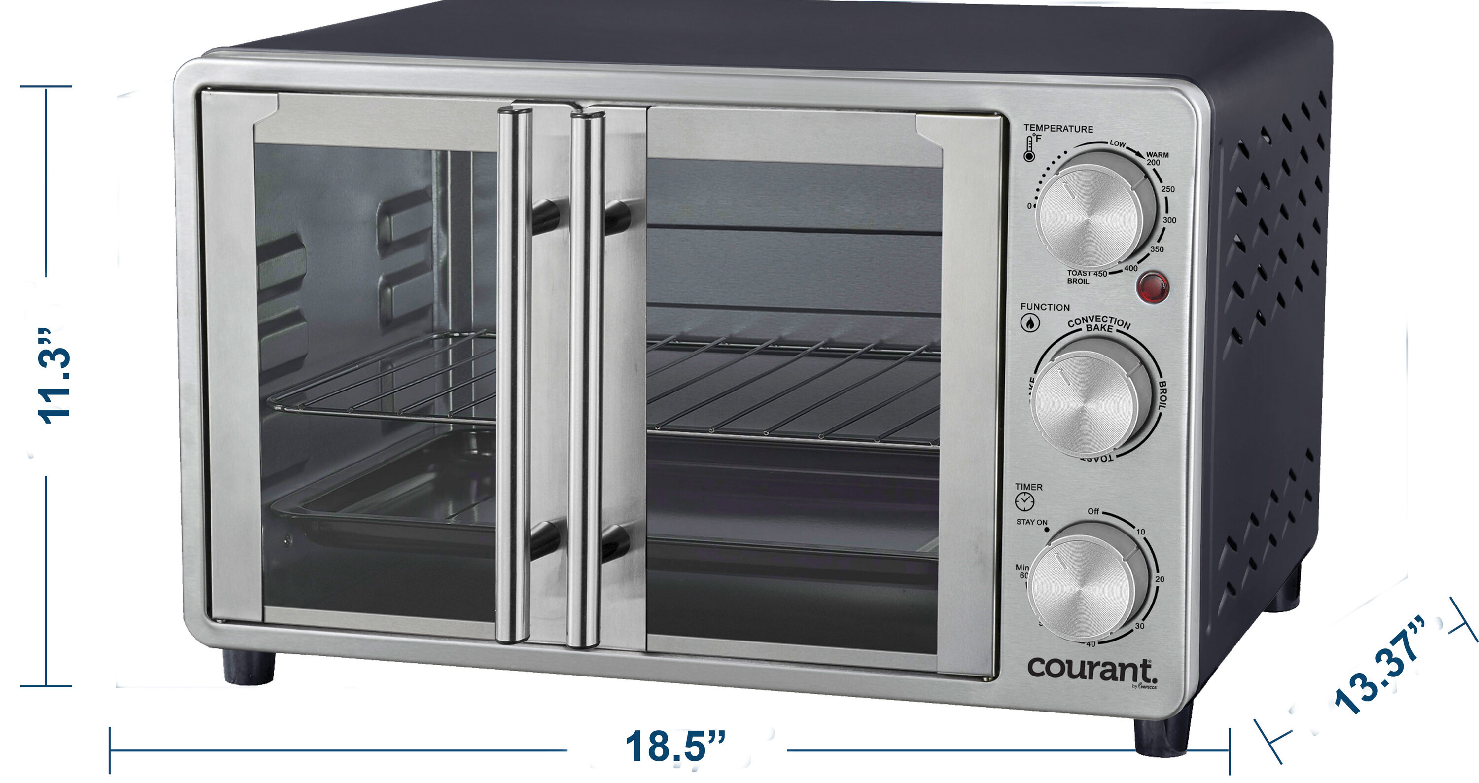 Black Convection Oven 6-Slice Or 9-Inch Pizza
