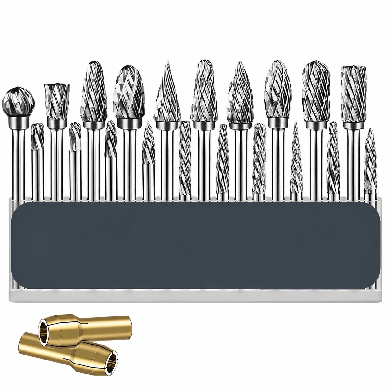 KHKFY  20 Pcs Double Cut Carbide Rotary Burr Set with 1/8 in Shank Compatible with Most Small Rotary Tools for Metal Wood Glass Carving Engraving