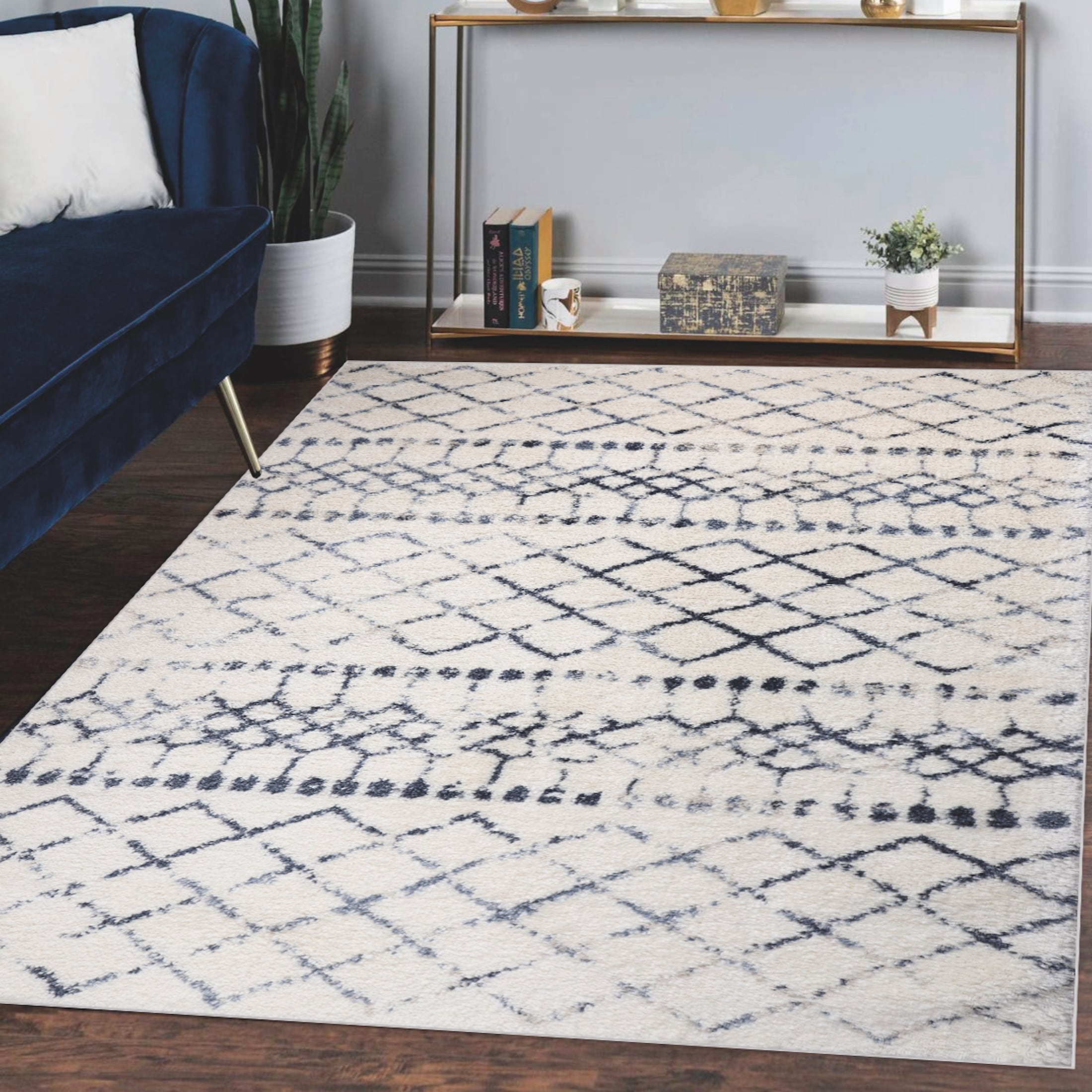 MDA Rugs DK0257 Daku 5 x 7 (ft) Polypropylene Blue Rectangular Indoor Distressed/Overdyed Area rug