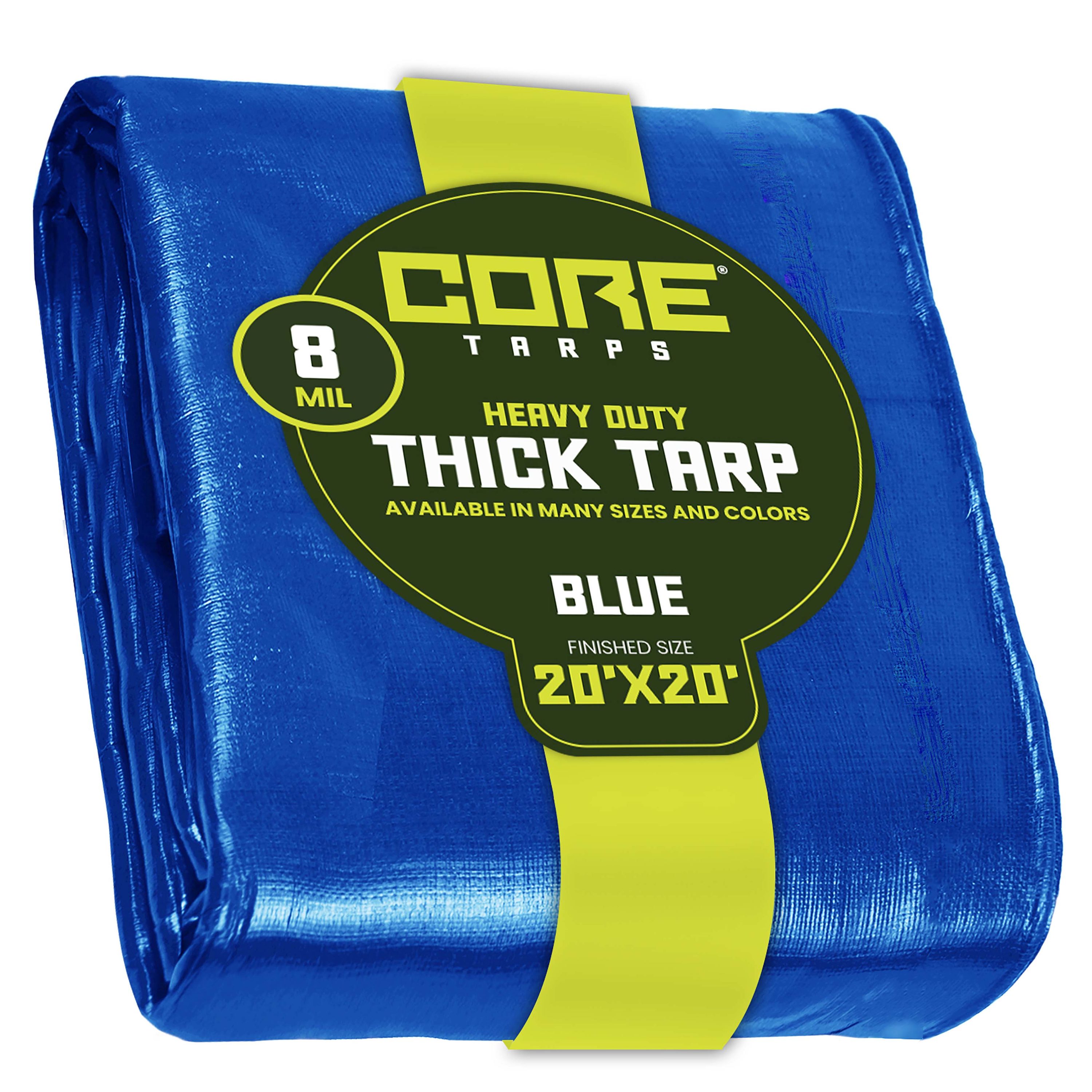 Core Tarps CT-405-20X20 20-ft x 20-ft Blue Waterproof Commercial Polyethylene 8-Mils Tarp