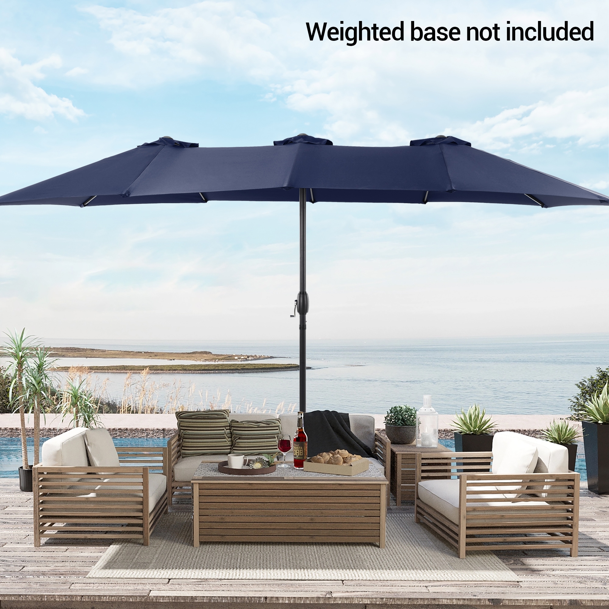 ACEGOSES LW-460NY 15-ft Aluminum Blue No-tilt Market Patio Umbrella