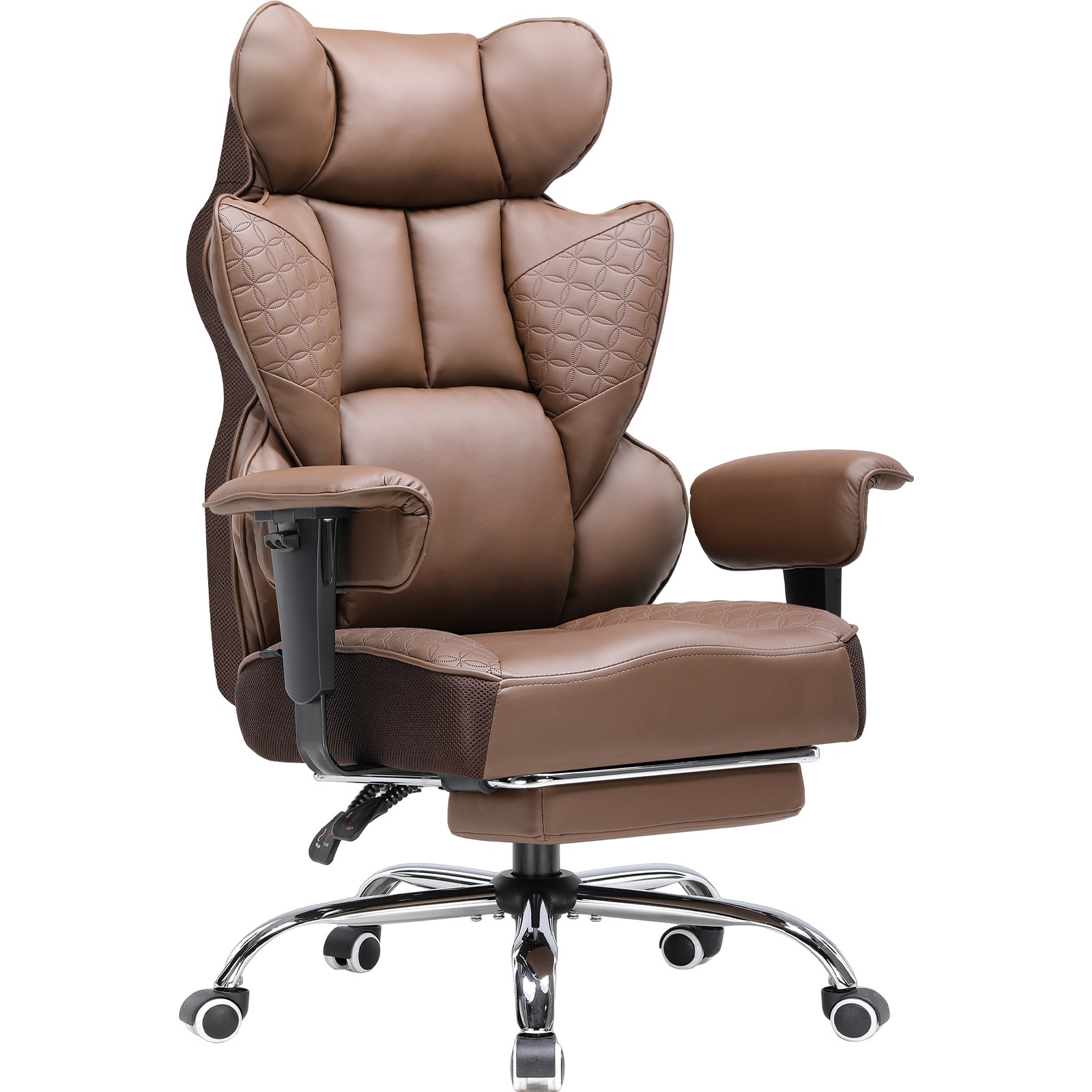 GTPLAYER LOWE'S-CH510-BROWN Brown Big and Tall Office Chair Ergonomic Gaming Chair with Deluxe Embossing Leather