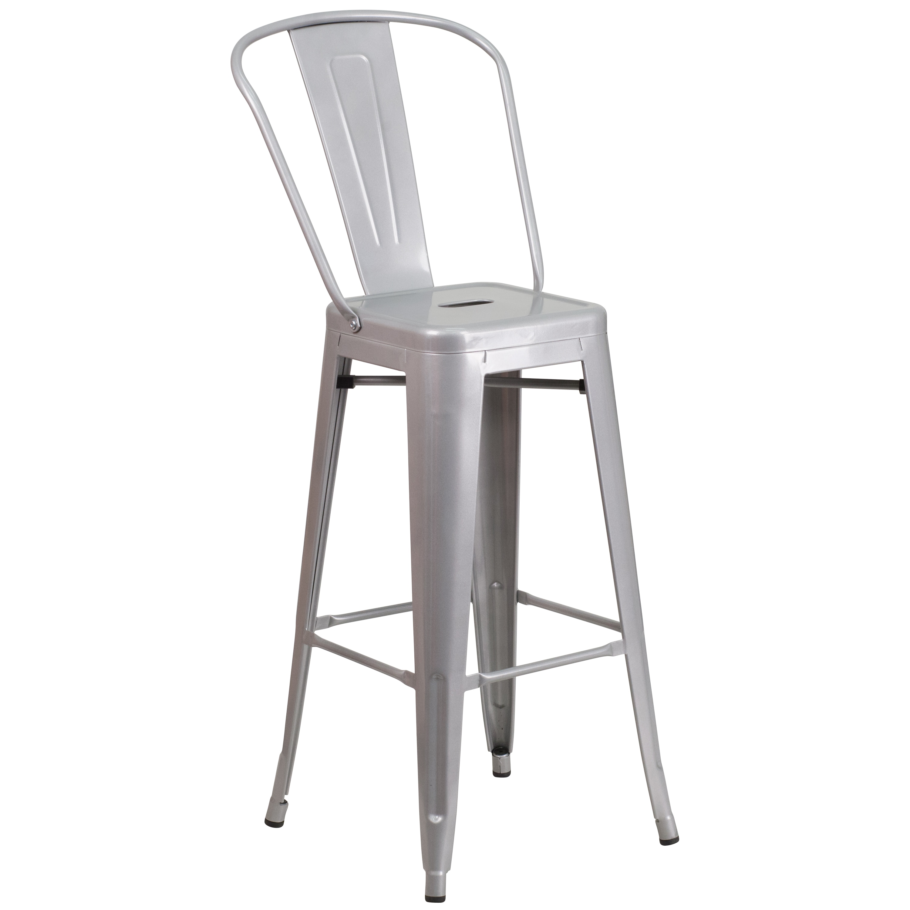 Silver Metal 30" High Backless Industrial Bar Stool