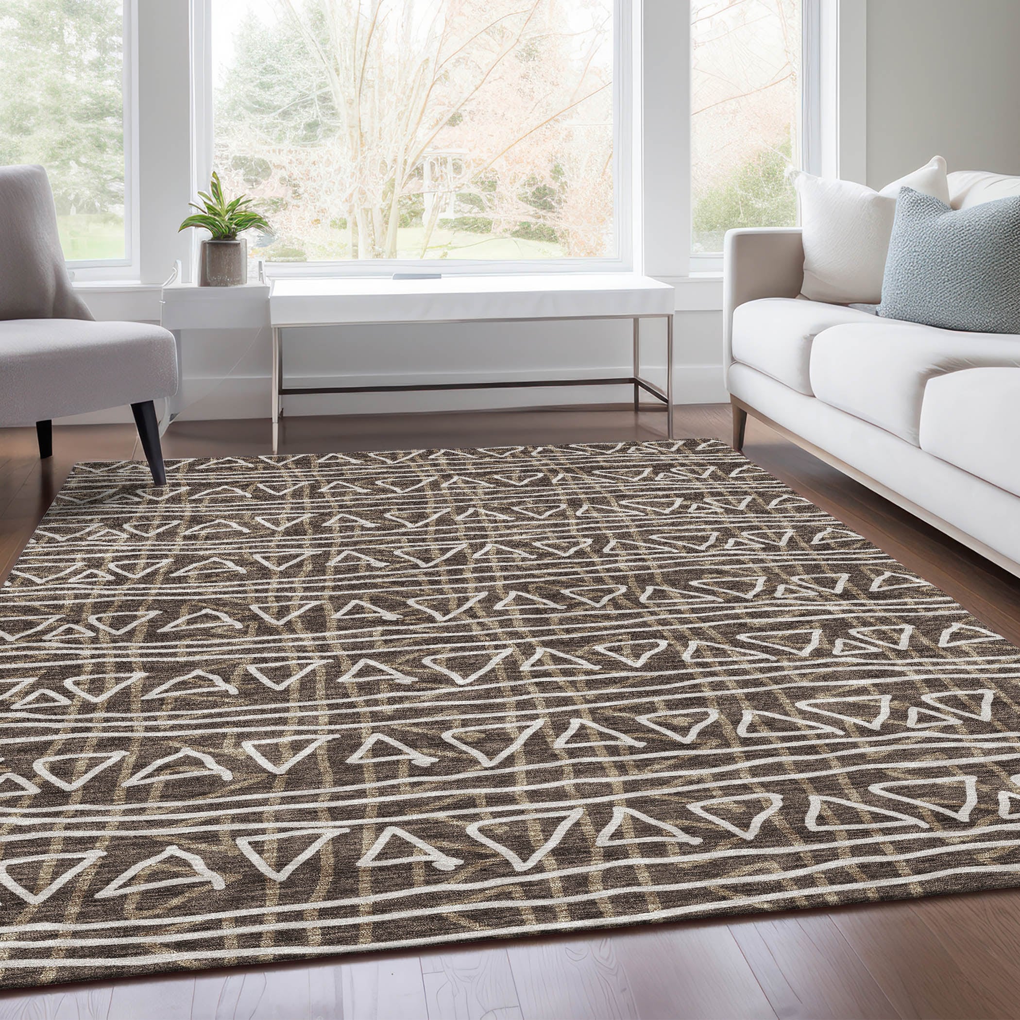 Addison Rugs ACN730CH3X5 Chantille ACN730CH 3 x 5 (ft) Polyester Chocolate Rectangular Indoor/Outdoor Geometric Machine washable Area rug