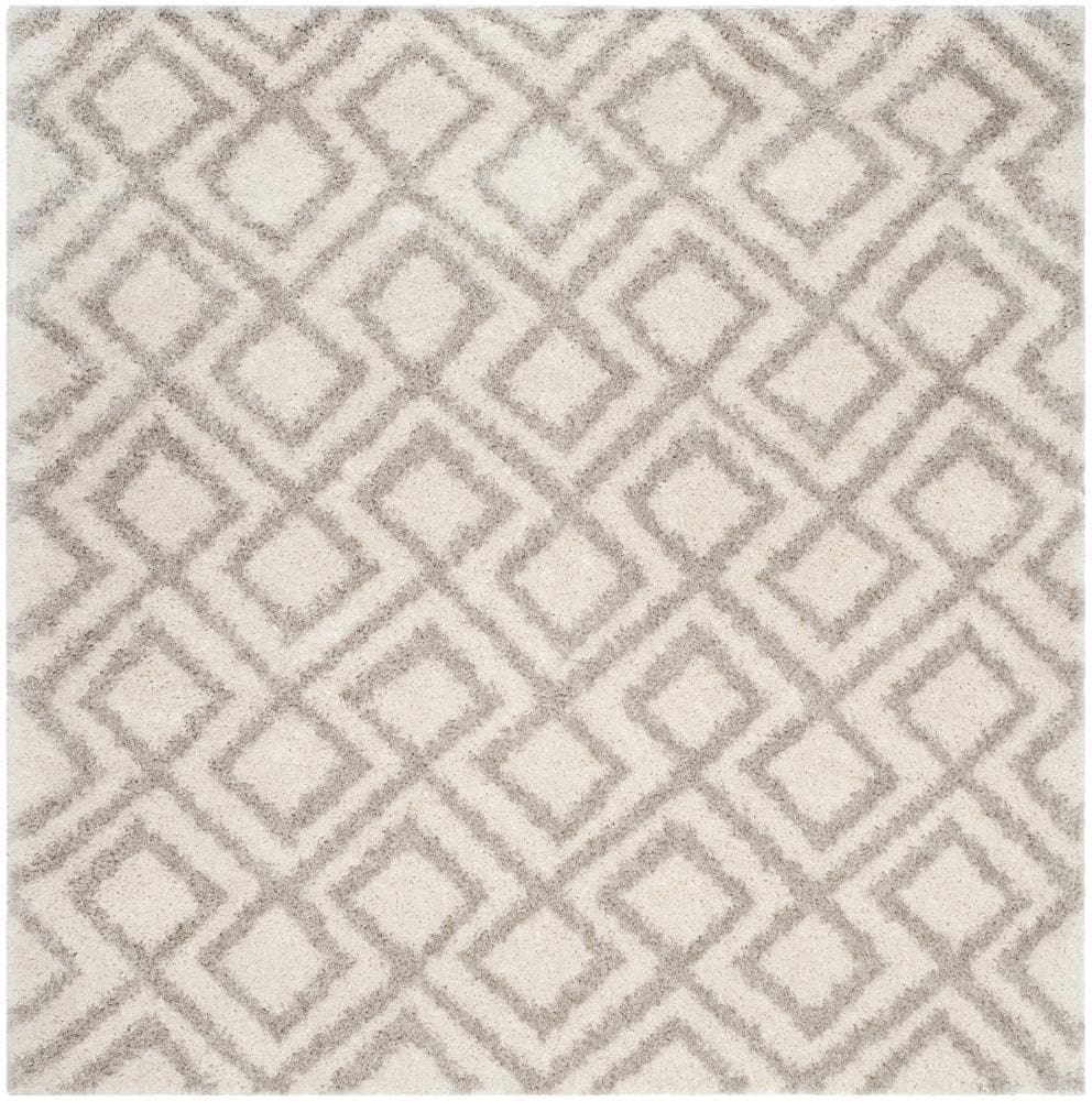Safavieh ASG740A-7SQ Arizona Alonzo Shag 7 x 7 (ft) Loomed Polypropylene Ivory/Beige Square Indoor Geometric Moroccan Area rug