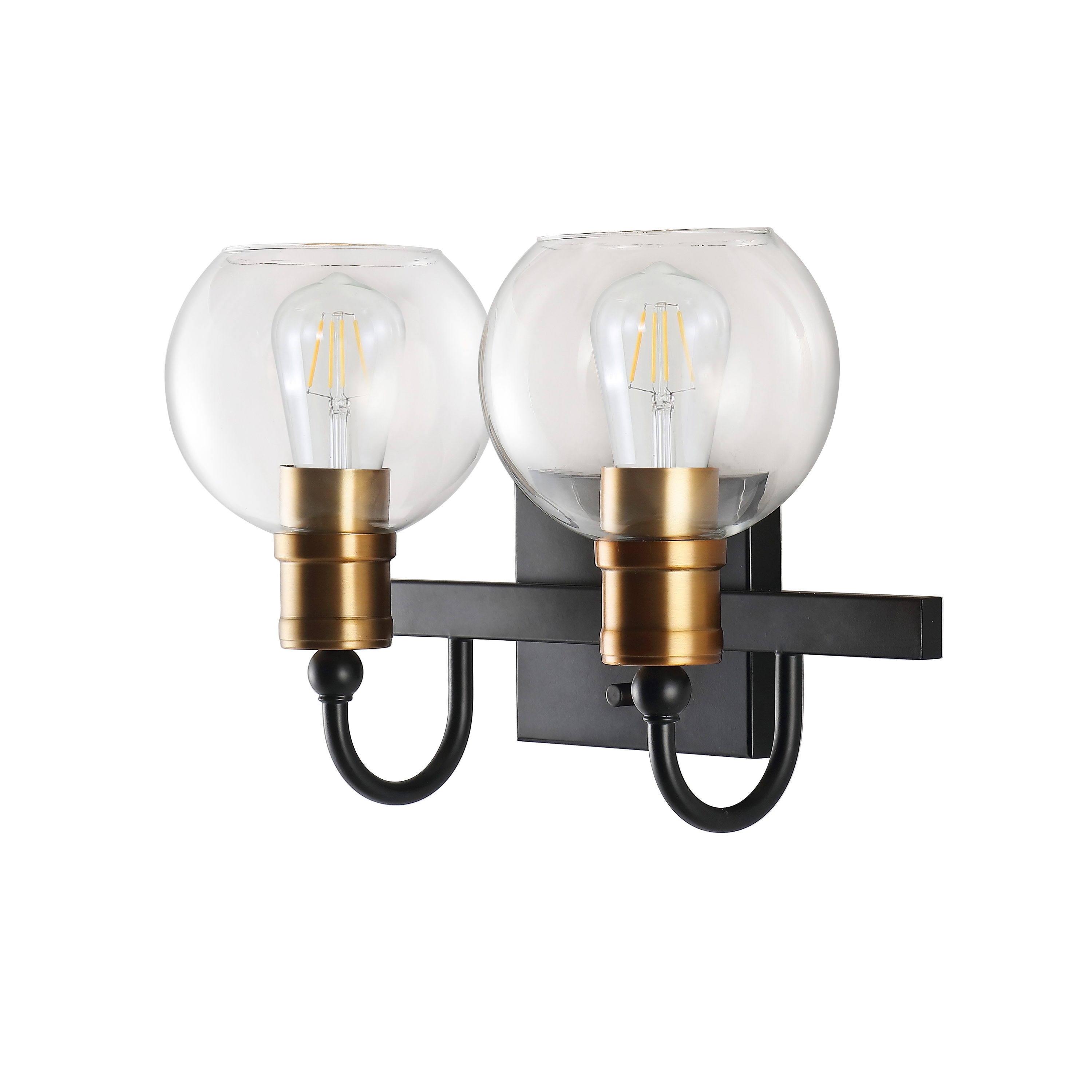 Marais 14.5" Black and Brass Iron Bathroom Vanity Light