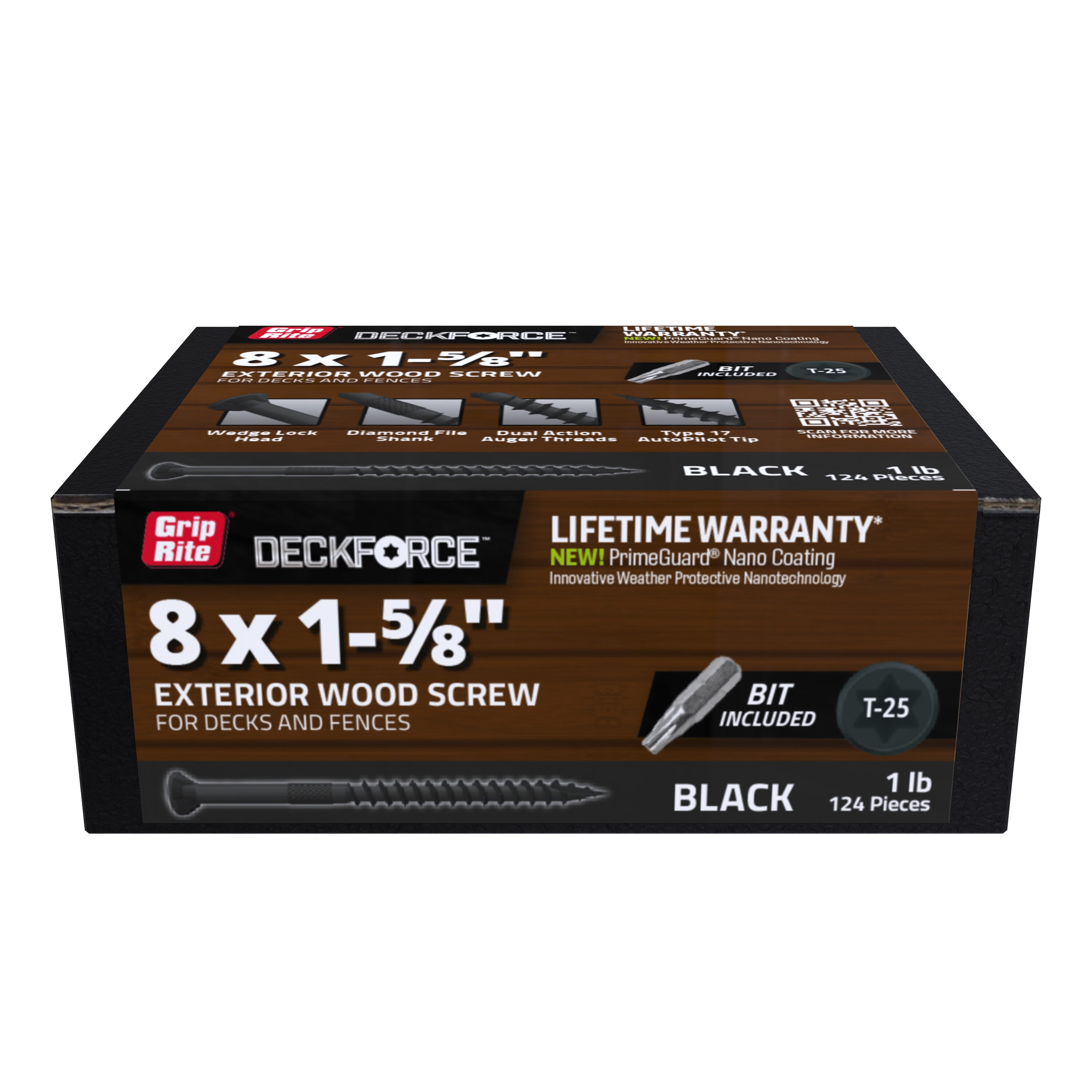 DeckForce by Grip Rite GRDF158STBLK1 #8 x 1-5/8-in Wood to wood Deck Screws ( 124 -Per Box )