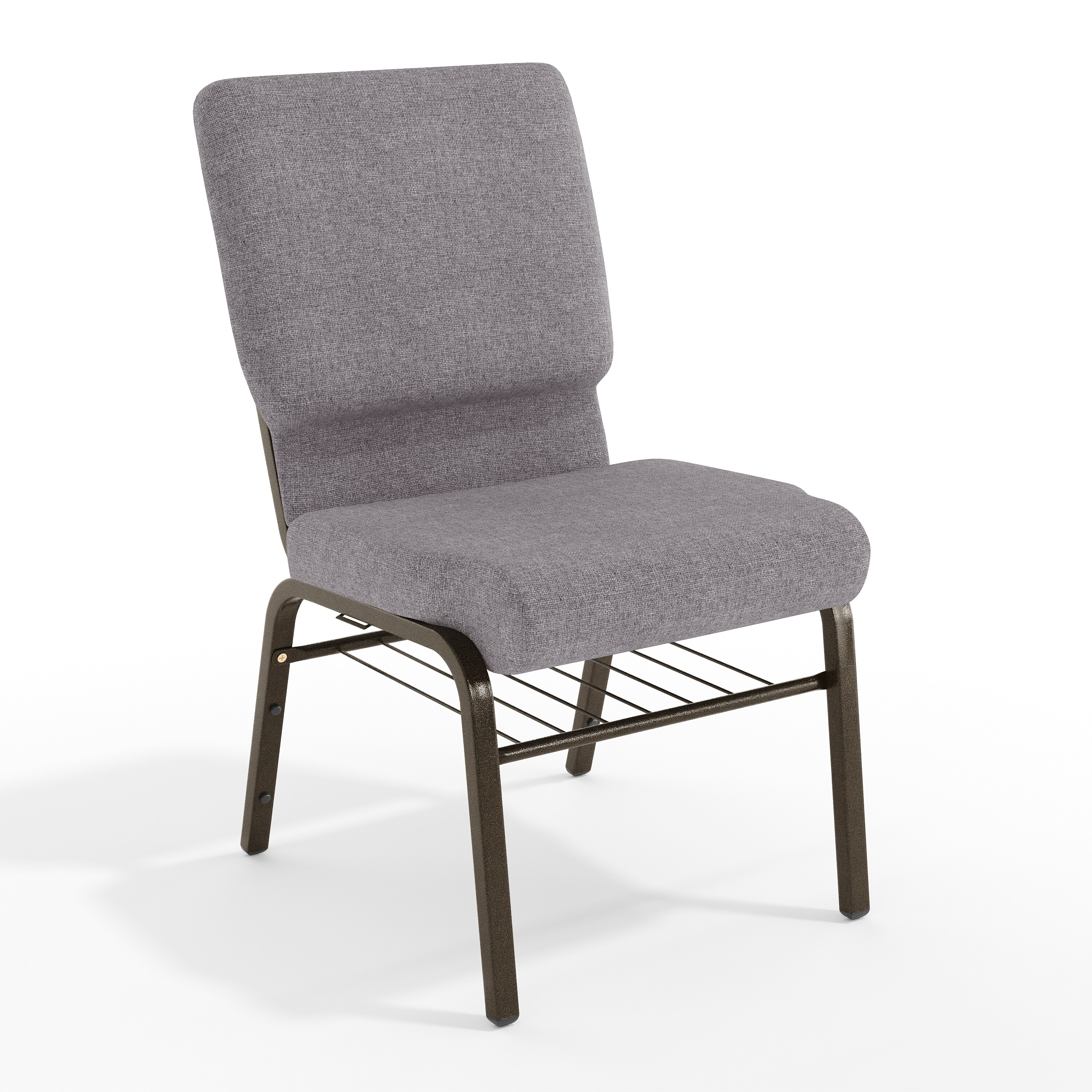 Emma + Oliver - 18.5-in W Church Chair; Gray Fabric Book Rack/Gold Vein Frame