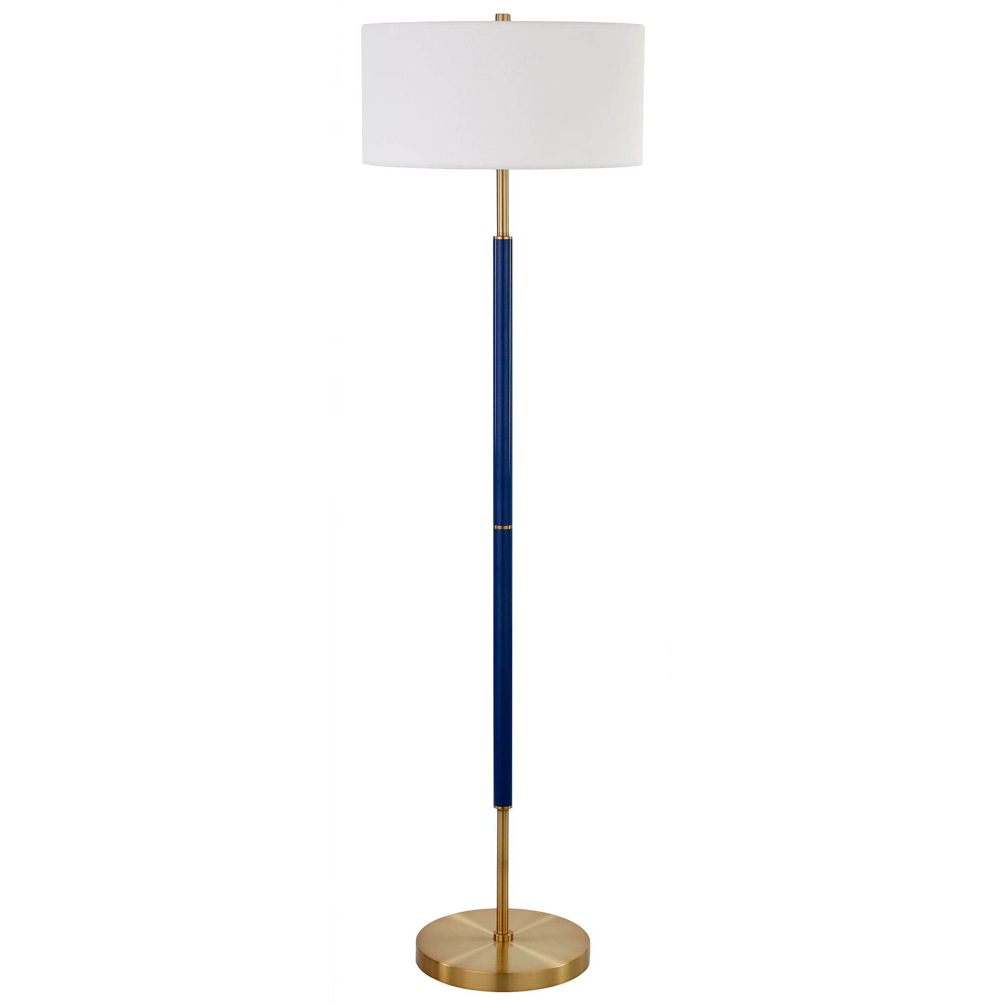 Simone 61.5" Blue and Brass Metal Floor Lamp with Linen Shade