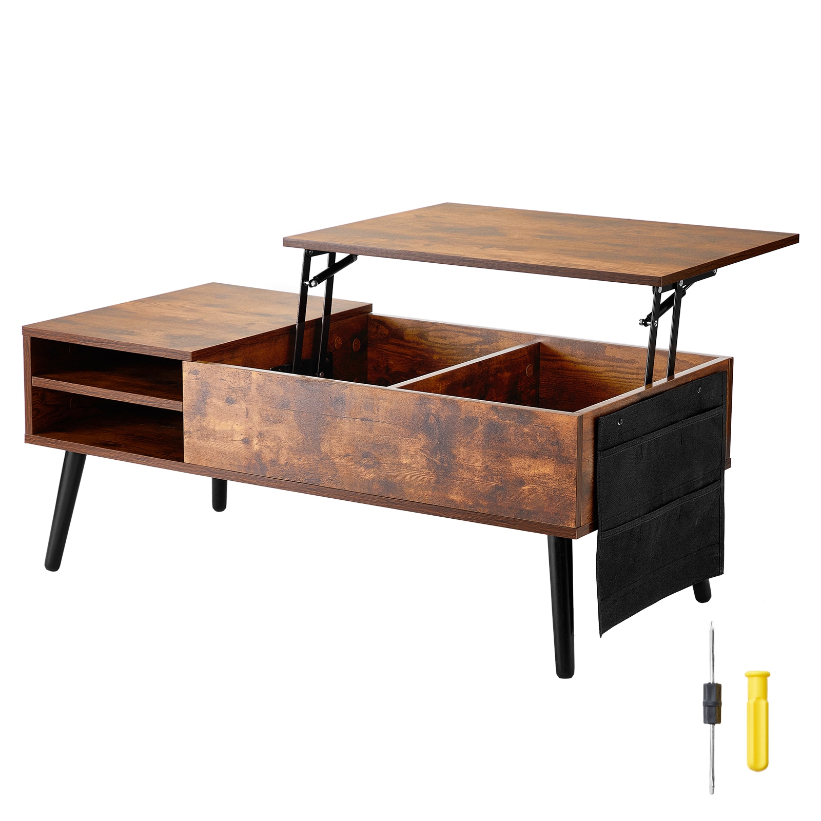SVOPES SVOPESKFZZFX309216V0 19.61-in W x 15.75-in H Brown Metal Rectangular Modern End Table with Storage Assembly Required