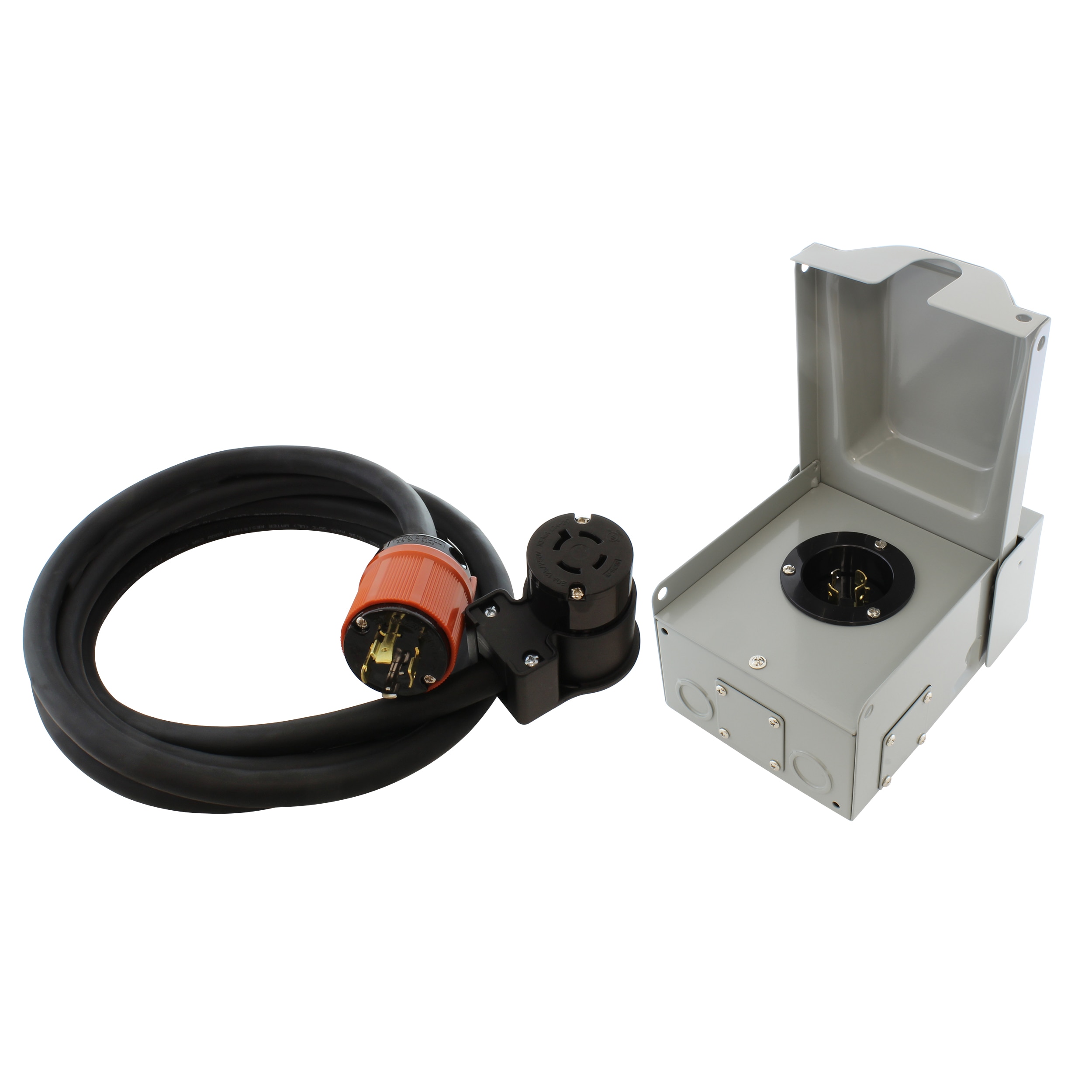 AC WORKS EPL1420KIT-010 Emergency Power Kit with 10ft Cord and L14-20 Inlet Box 10-ft 12 / 4 4 Prong Black Indoor/Outdoor SOOW Heavy Duty Locking Extension Cord