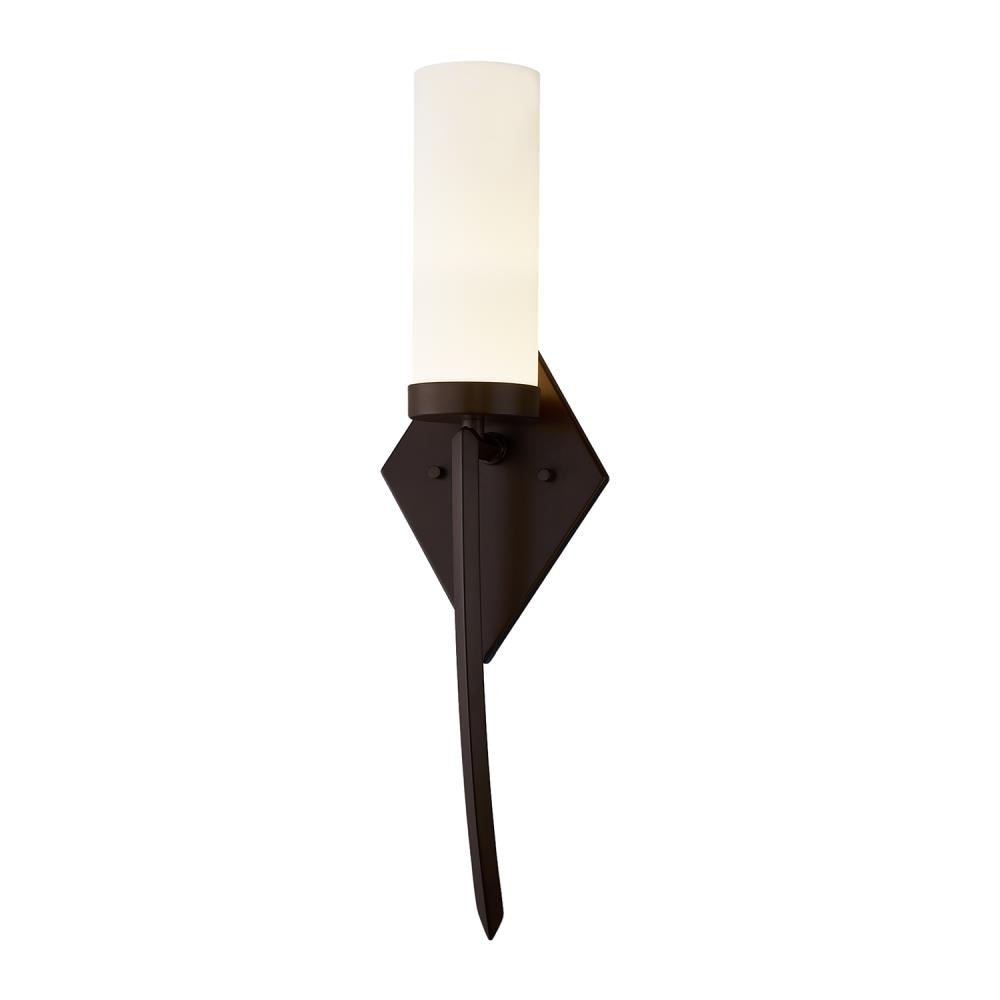 Justice Design Group FSN-4031-OPAL-DBRZ Fusion#8482 - Pointe Family 5.75-in W 1 -Light Bronze Integrated LED Wall Sconce