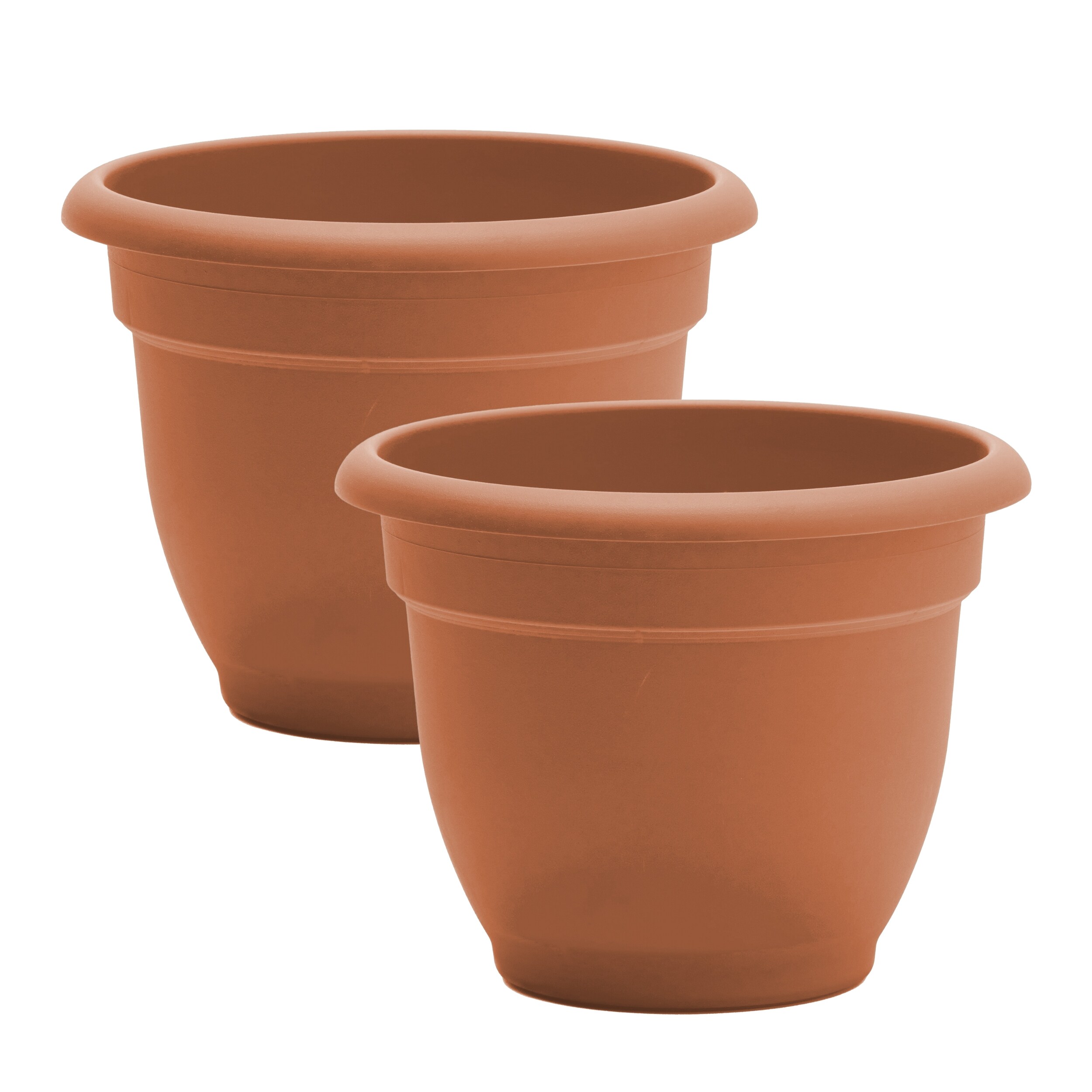 Bloem DCB-APMIX33 2 -Pack Round 13.0-in W x 10.25-in H x 13-in D Brown Plastic Indoor/Outdoor with Self Watering Planter