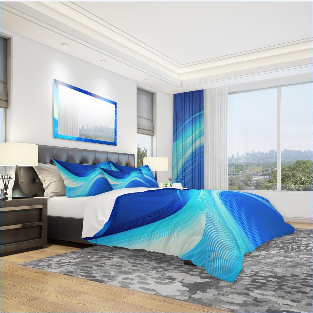 Designart BED3028-T 3 -Piece Blue Twin Duvet cover Set