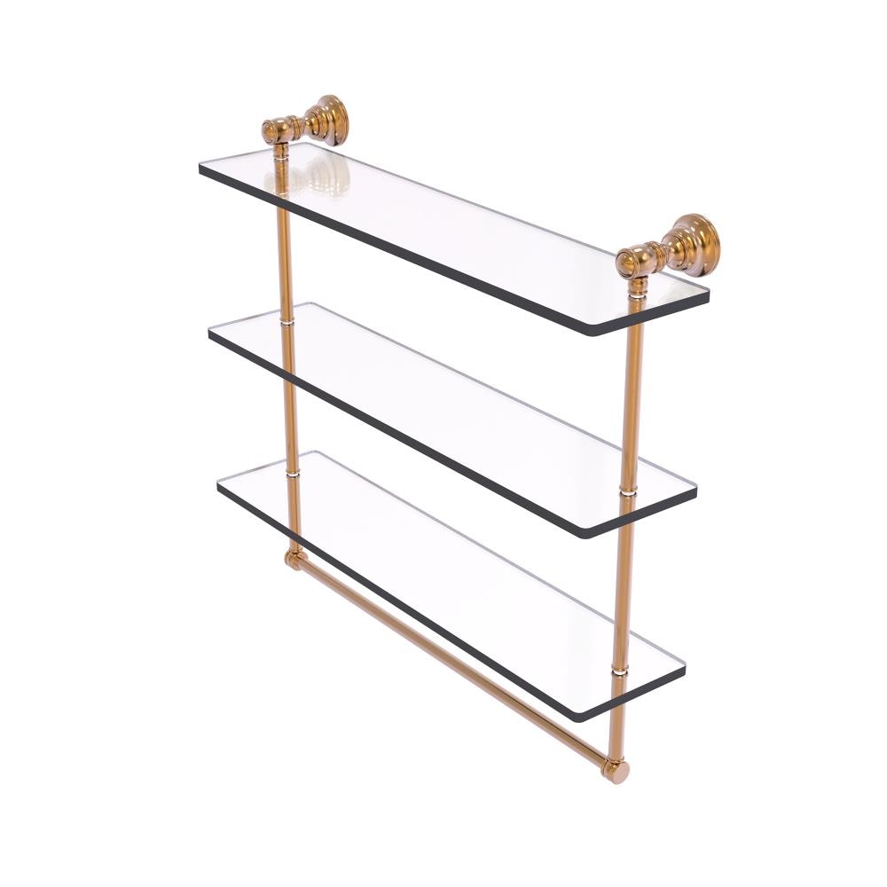Monte Carlo 16 in. L x 5 in. H x 5 in. W Clear Glass Bathroom Shelf with Towel Bar in Venetian Bronze Monte Carlo 16 in. L x 5 in. H x 5 in. W Clear Glass Bathroom Shelf with Towel Bar in Venetian Bronze