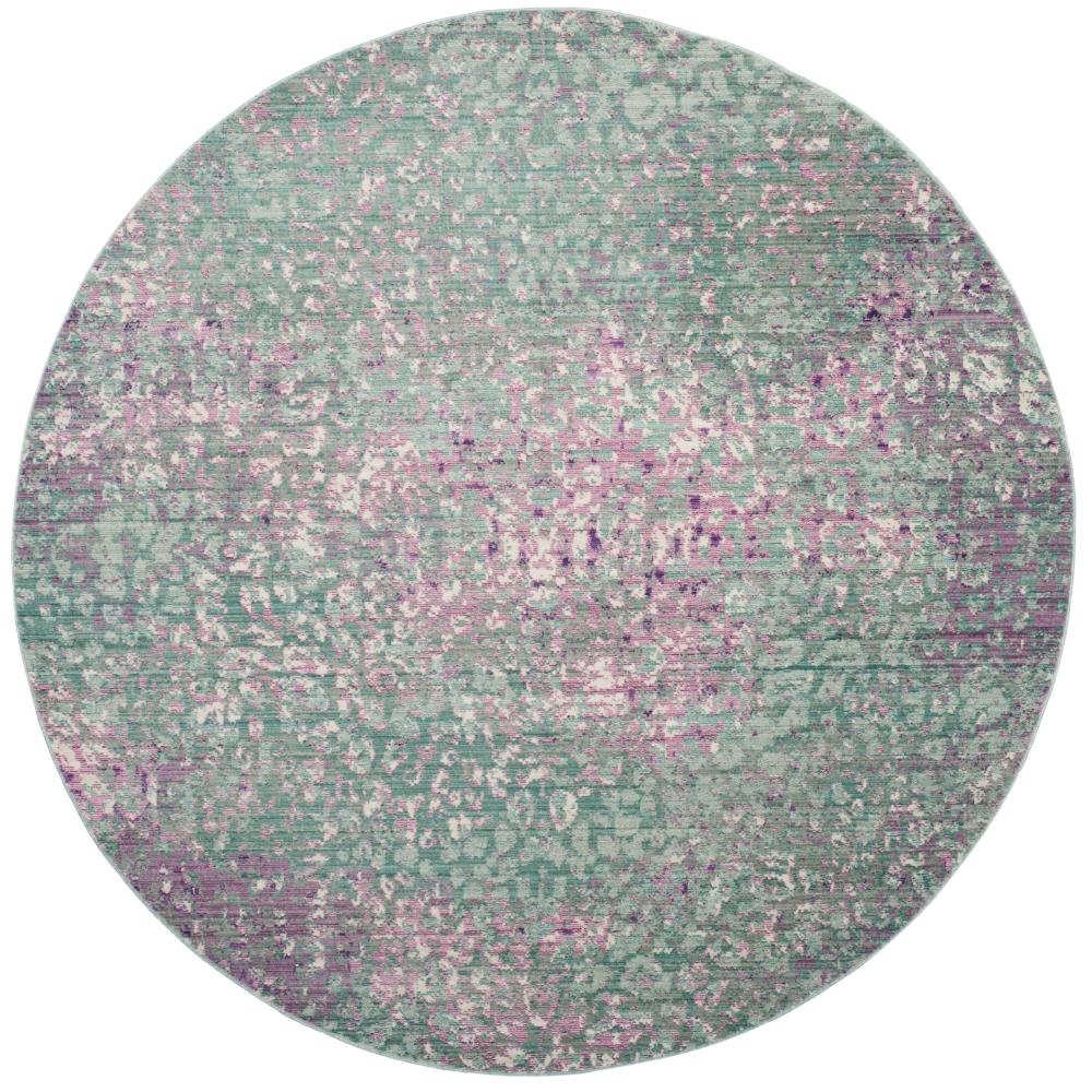 Safavieh MYS977F-7R Mystique Oria 7 x 7 (ft) Loomed Polyester Blue/Multi Round Indoor Distressed/Overdyed Bohemian/Eclectic Area rug