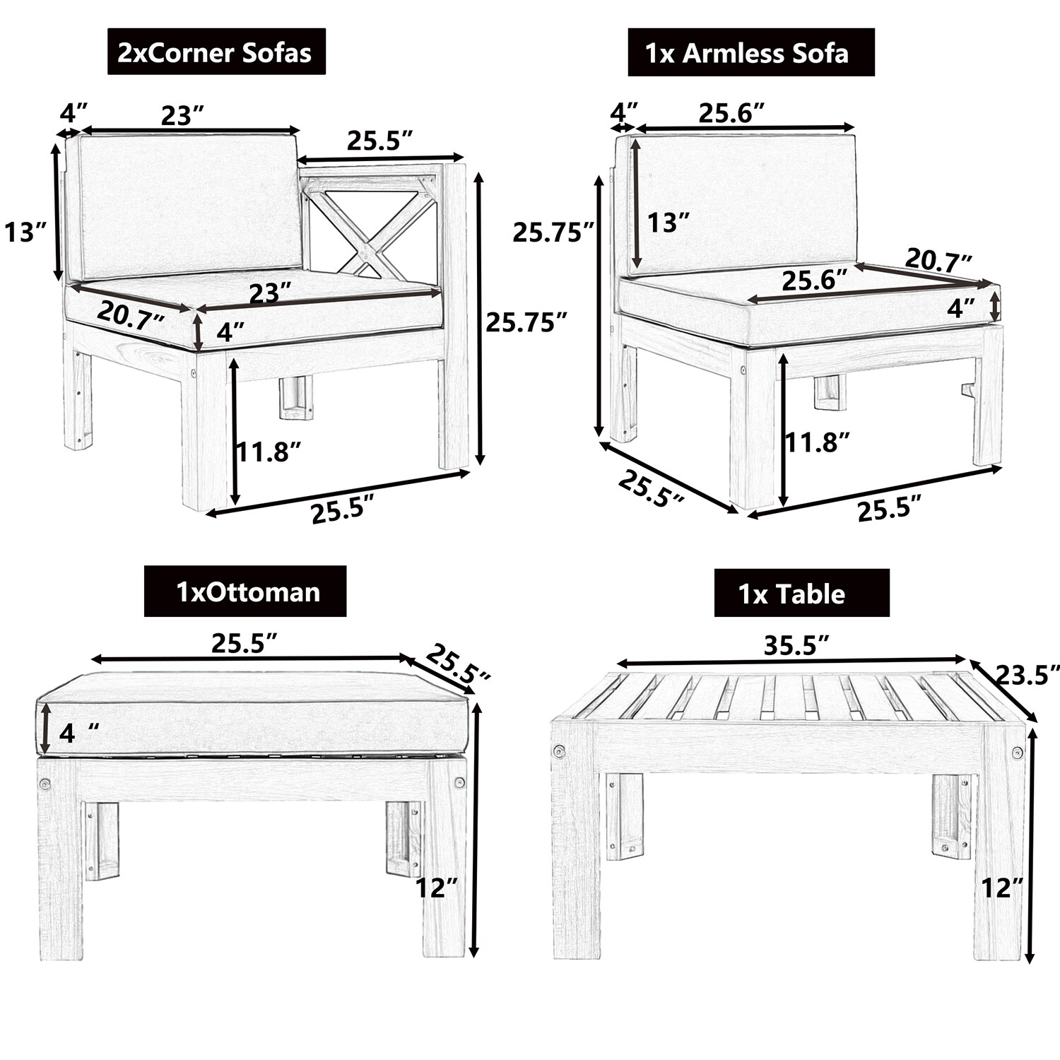 SINOFURN SYA020191BK Patio-Sofas-Daybeds - View #8