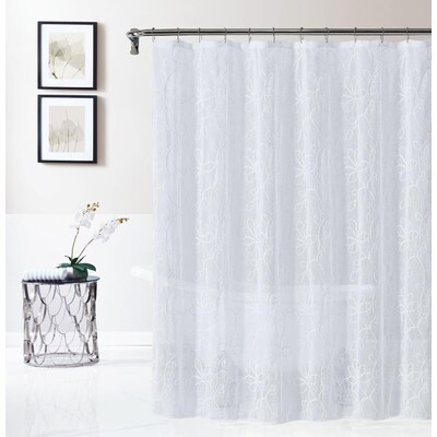 Polyester White Fl Shower Curtain, Lace Shower Curtain