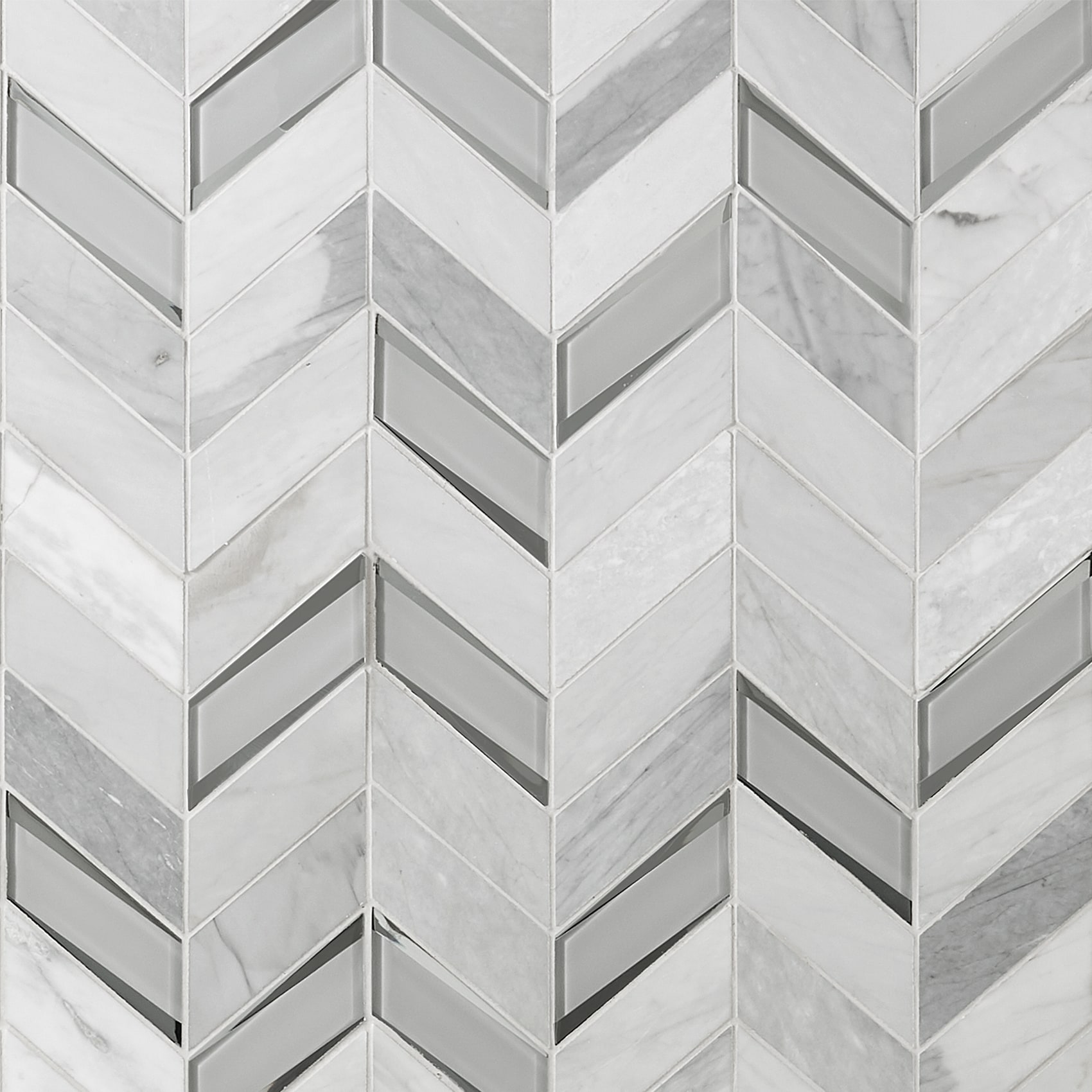 Verona Polished Gray Marble Chevron Mosaic Tile