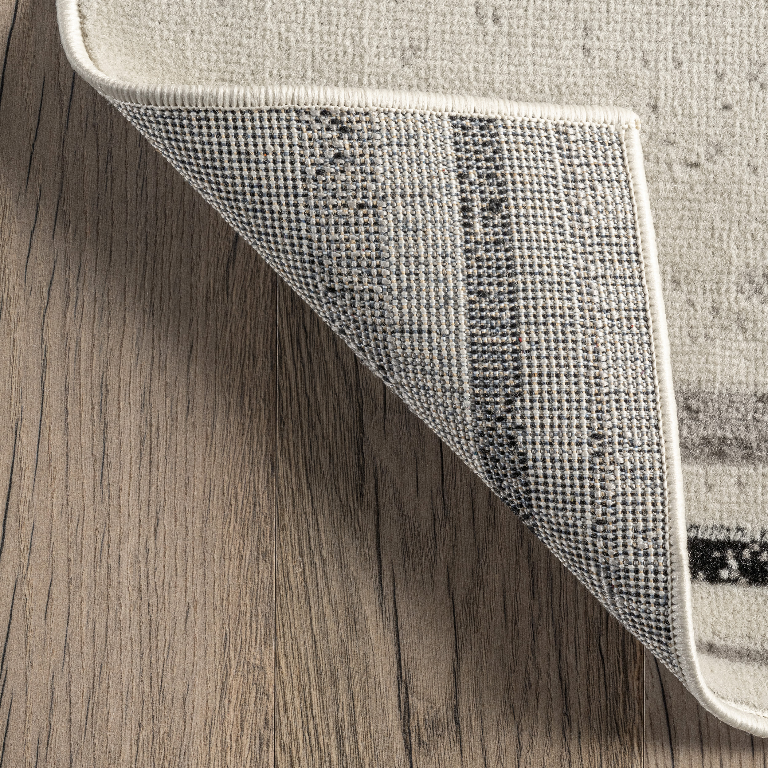 Gray Geometric Synthetic Easy Care Area Rug