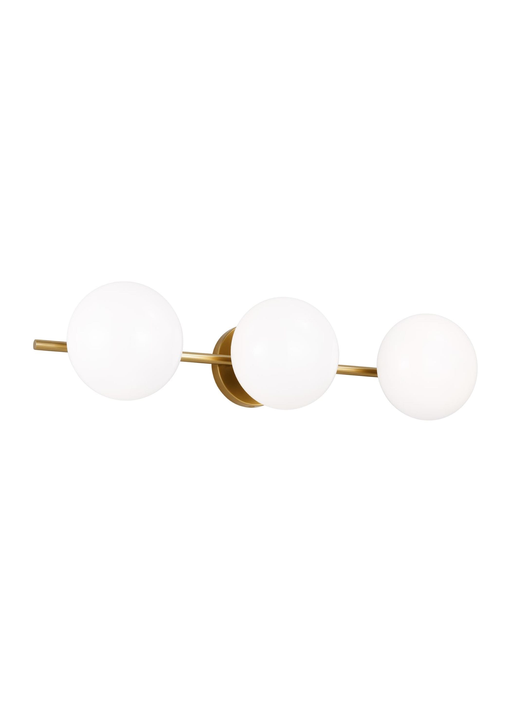 Burnished Brass and Milk White Glass 3-Light Vanity Fixture