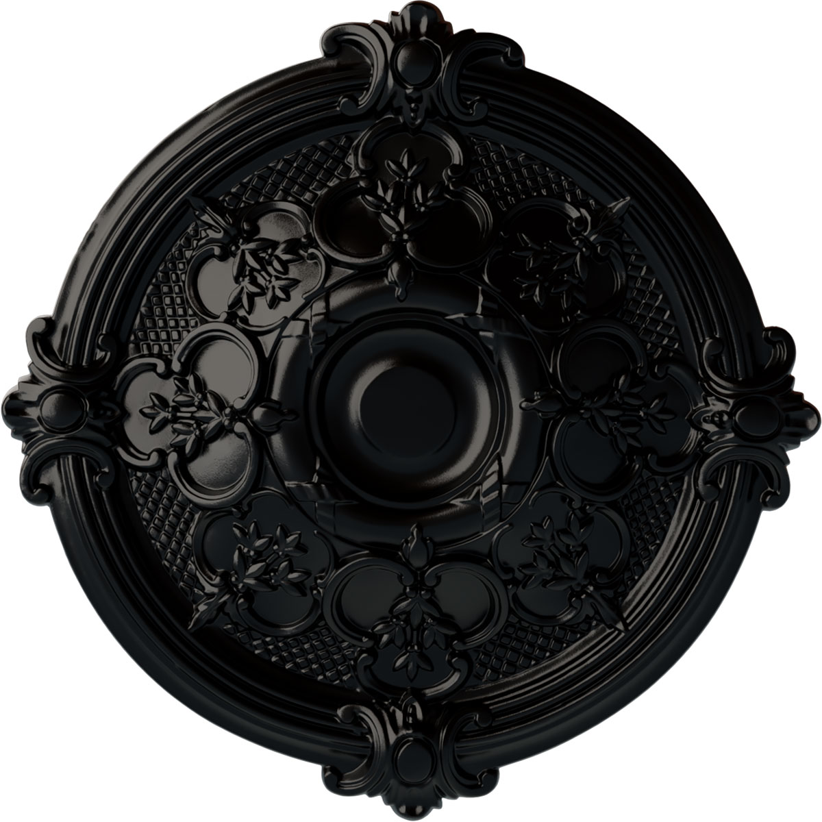 Ekena Millwork CM17HABLF Hamilton 17.375-in W x 17.375-in L Painted Jet Black Polyurethane Whole Ceiling Medallion