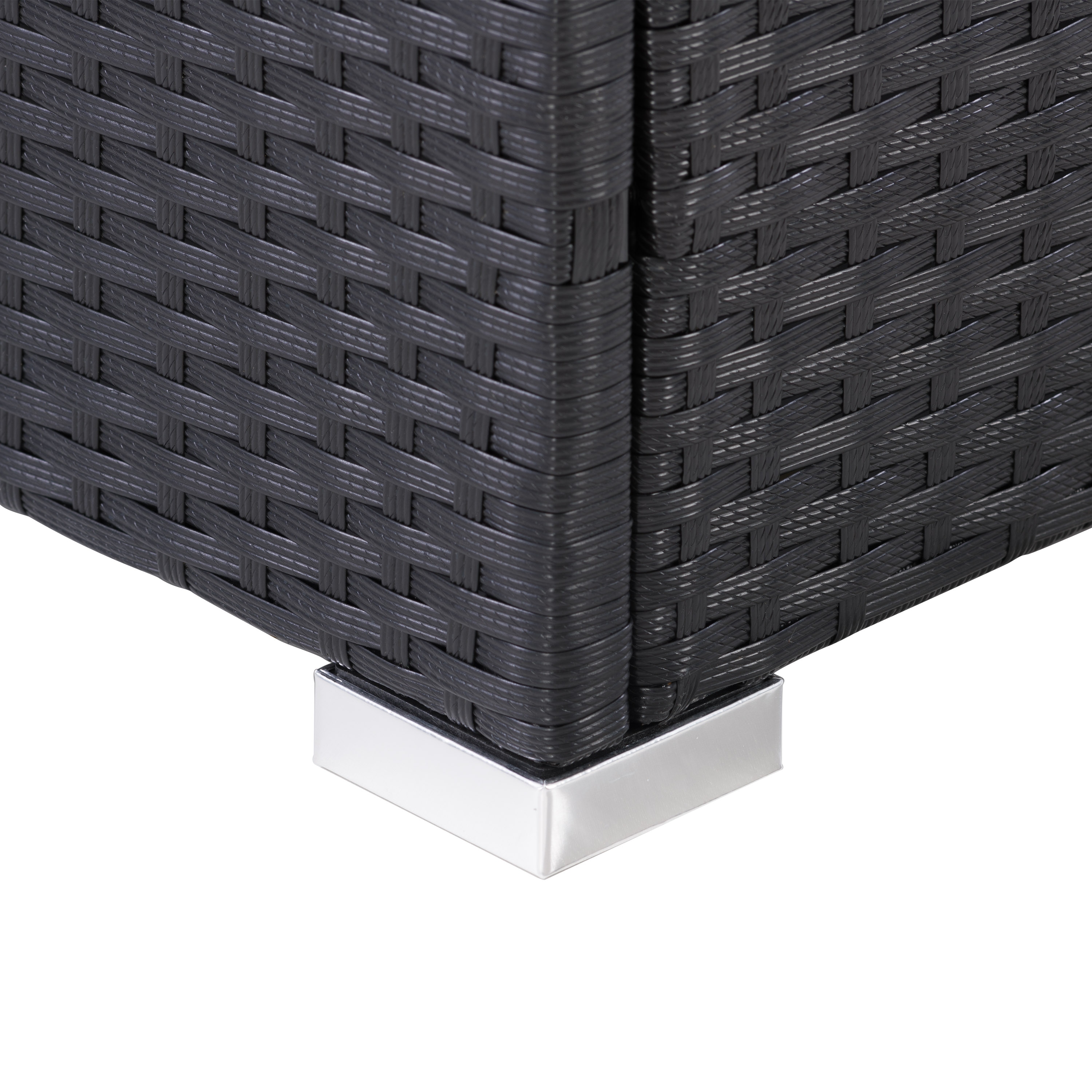 Parksville Black Resin Wicker Two-Seat Outdoor Sectional with Gray Cushions